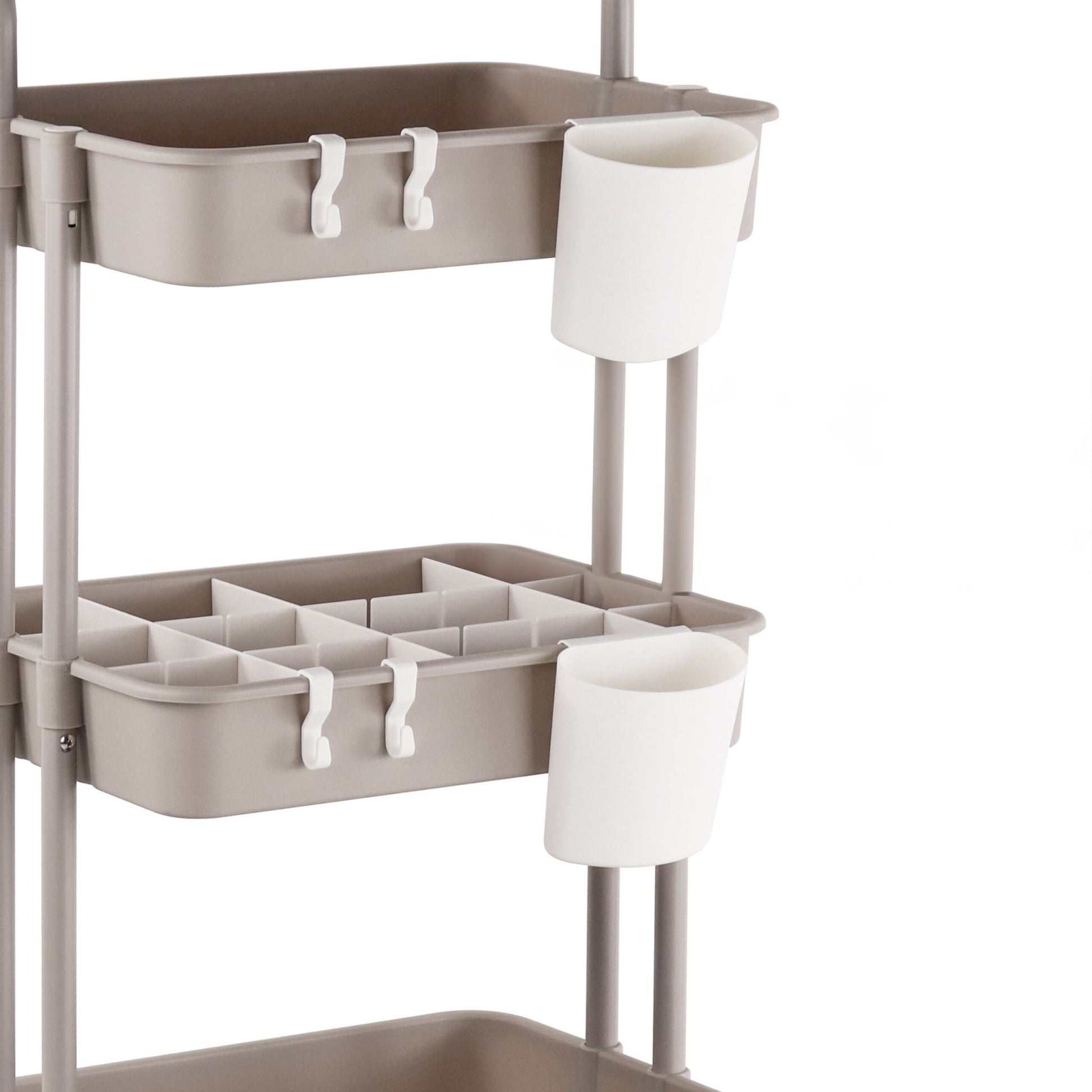 Rollwagen 3 Etagen Beige-Weiss-Grau von Relaxdays