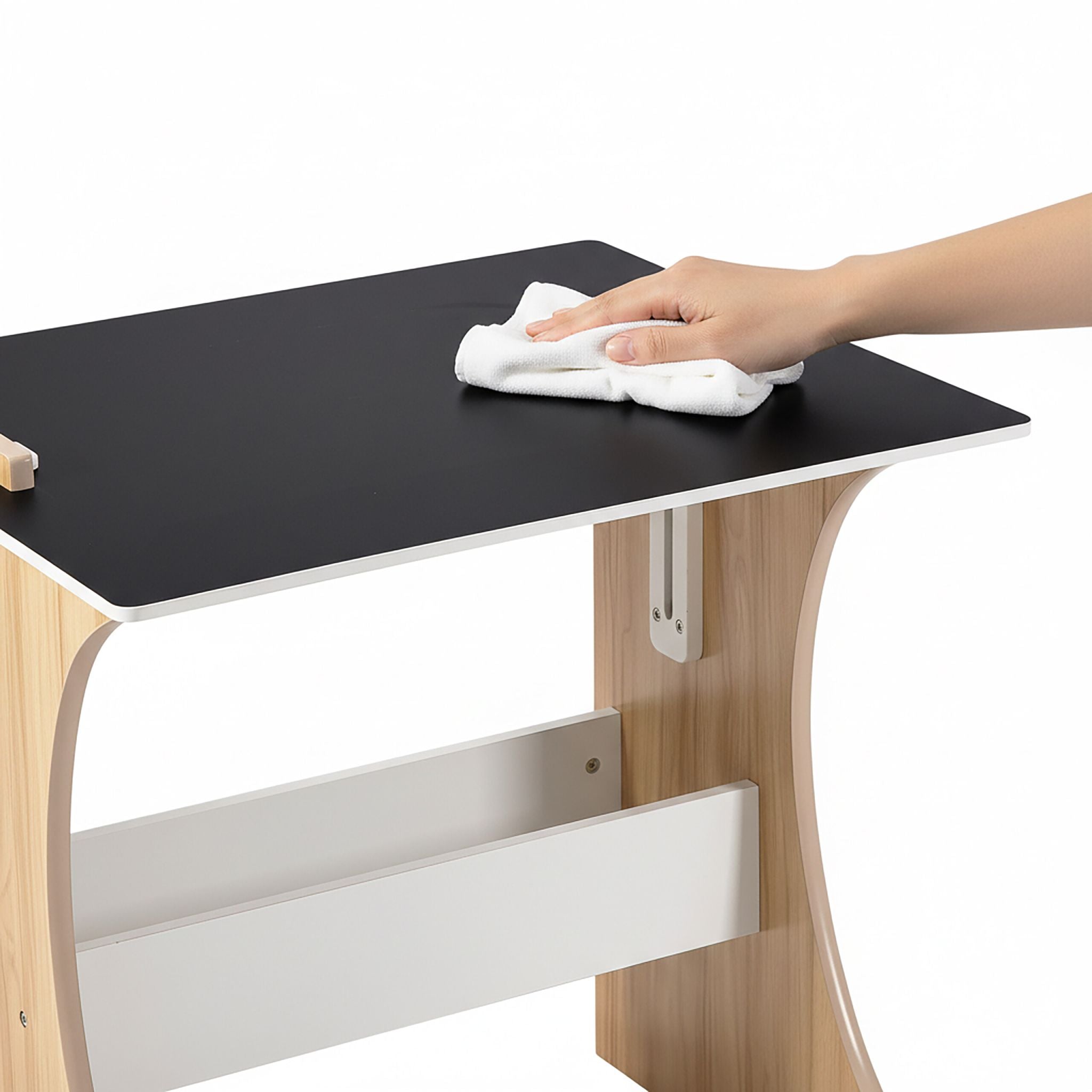 Kindersitzgruppe mit Tafel 2tlg. Weiss-Hellbraun-Schwarz von Relaxdays