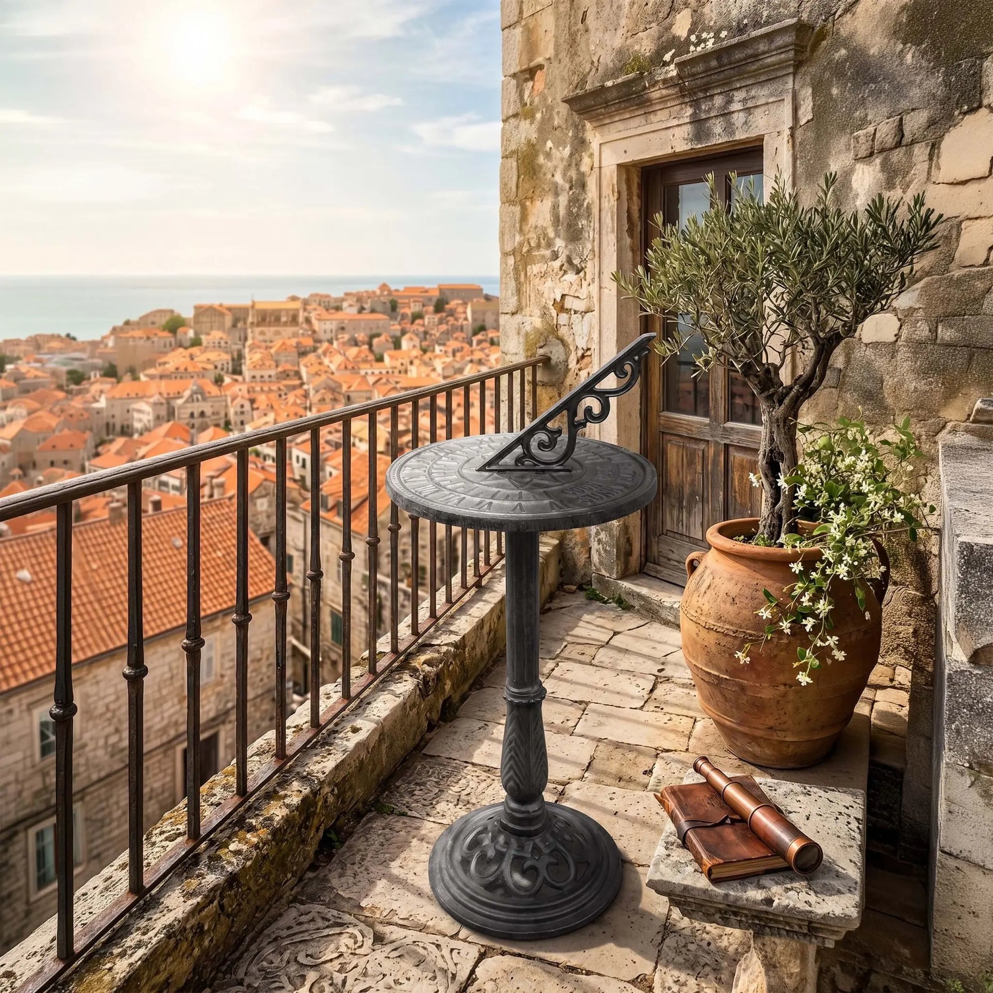 Sonnenuhr mit Standfuss Grau von Relaxdays