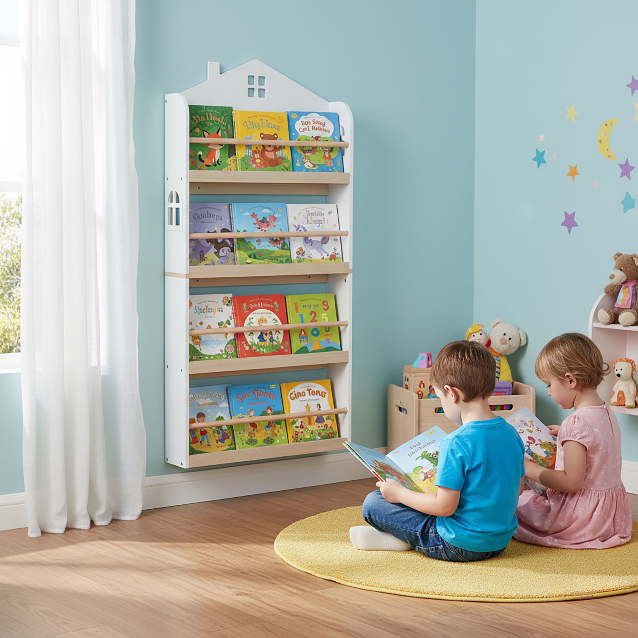 Bücherregal Kinder Haus Weiss-Hellbraun von guteszeug.ch