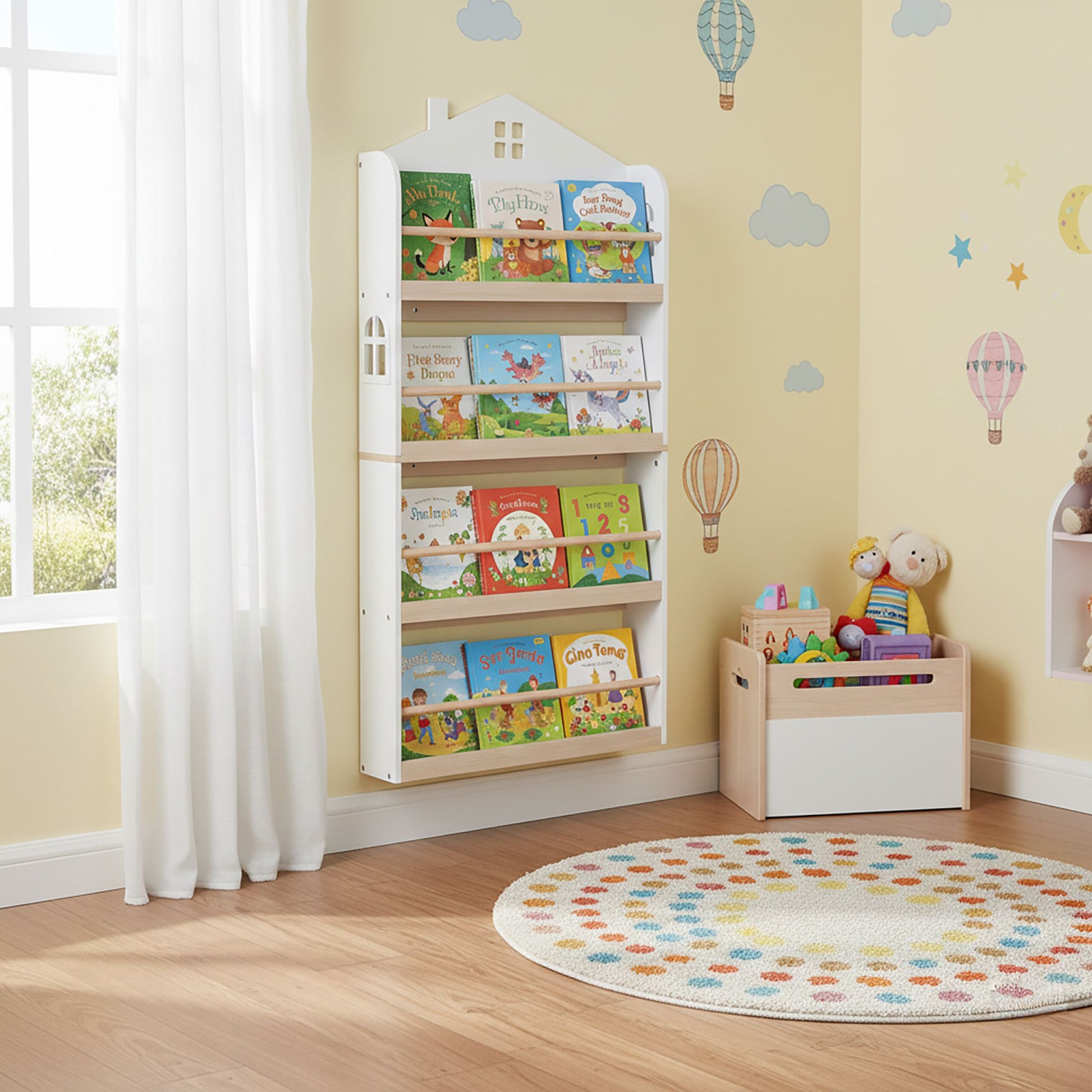 Bücherregal Kinder Haus Weiss-Hellbraun von guteszeug.ch