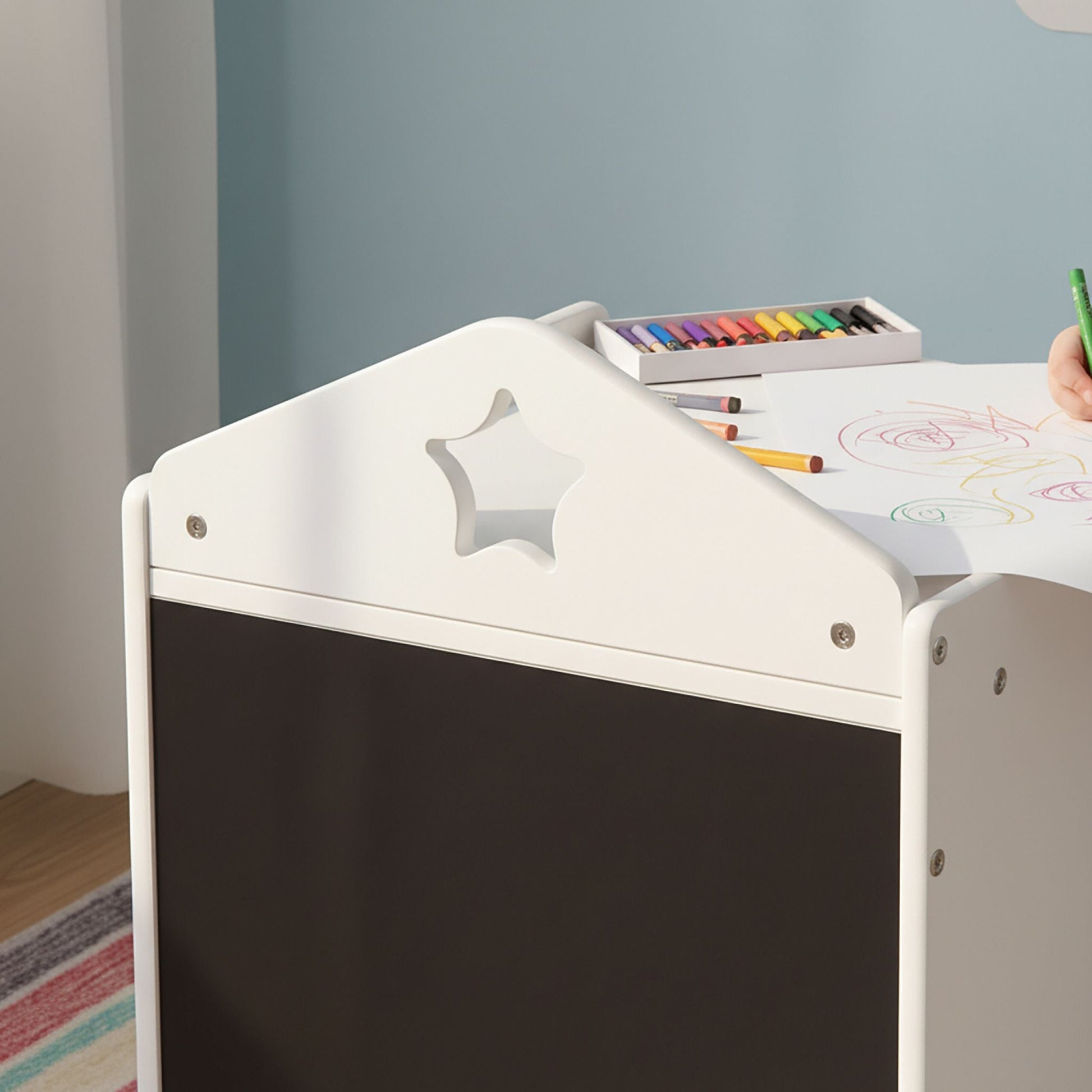 Kindersitzgruppe mit Tafel 2tlg. Weiss-Schwarz von Relaxdays