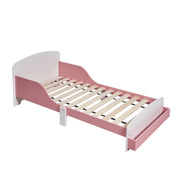 Kinderbett mit Rausfallschutz Weiss-Rosa von Relaxdays