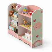 Kinderregal mit 7 Fächern Weiss-Grün-Rosa von Relaxdays