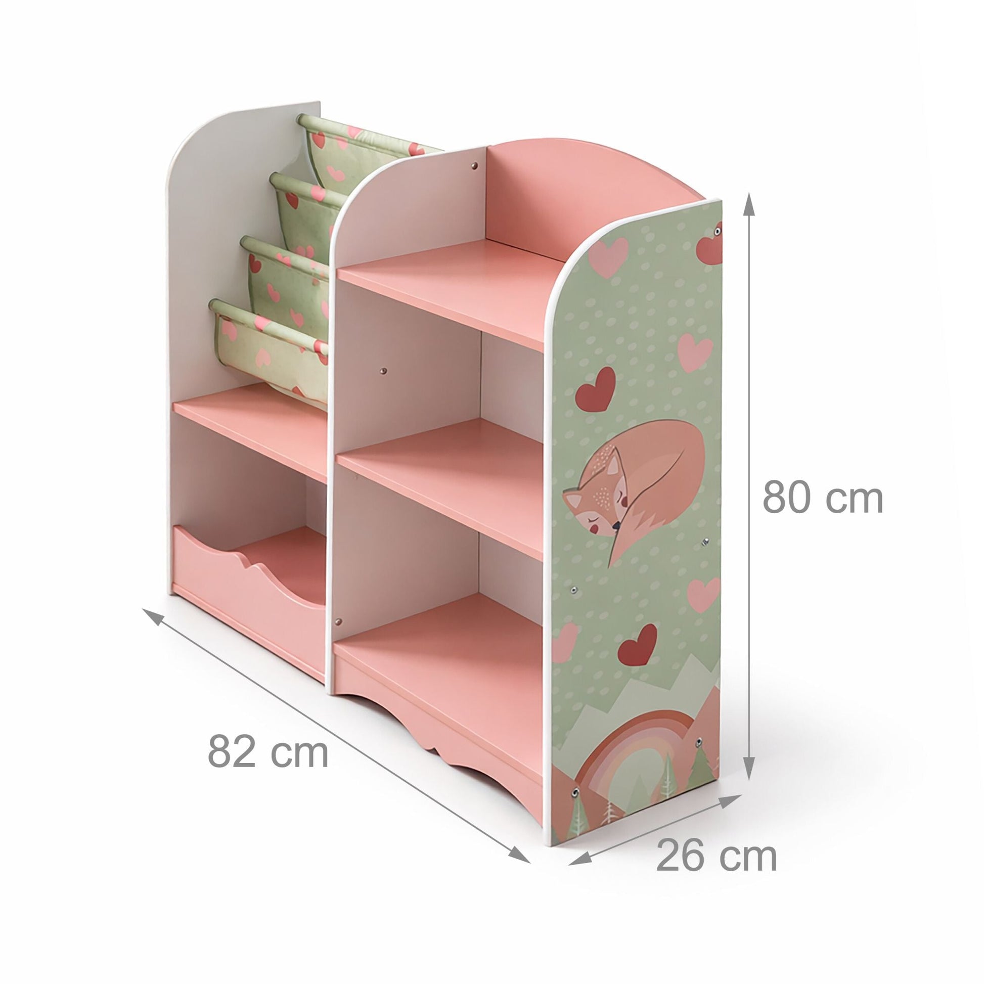 Kinderregal mit 7 Fächern Weiss-Grün-Rosa von Relaxdays