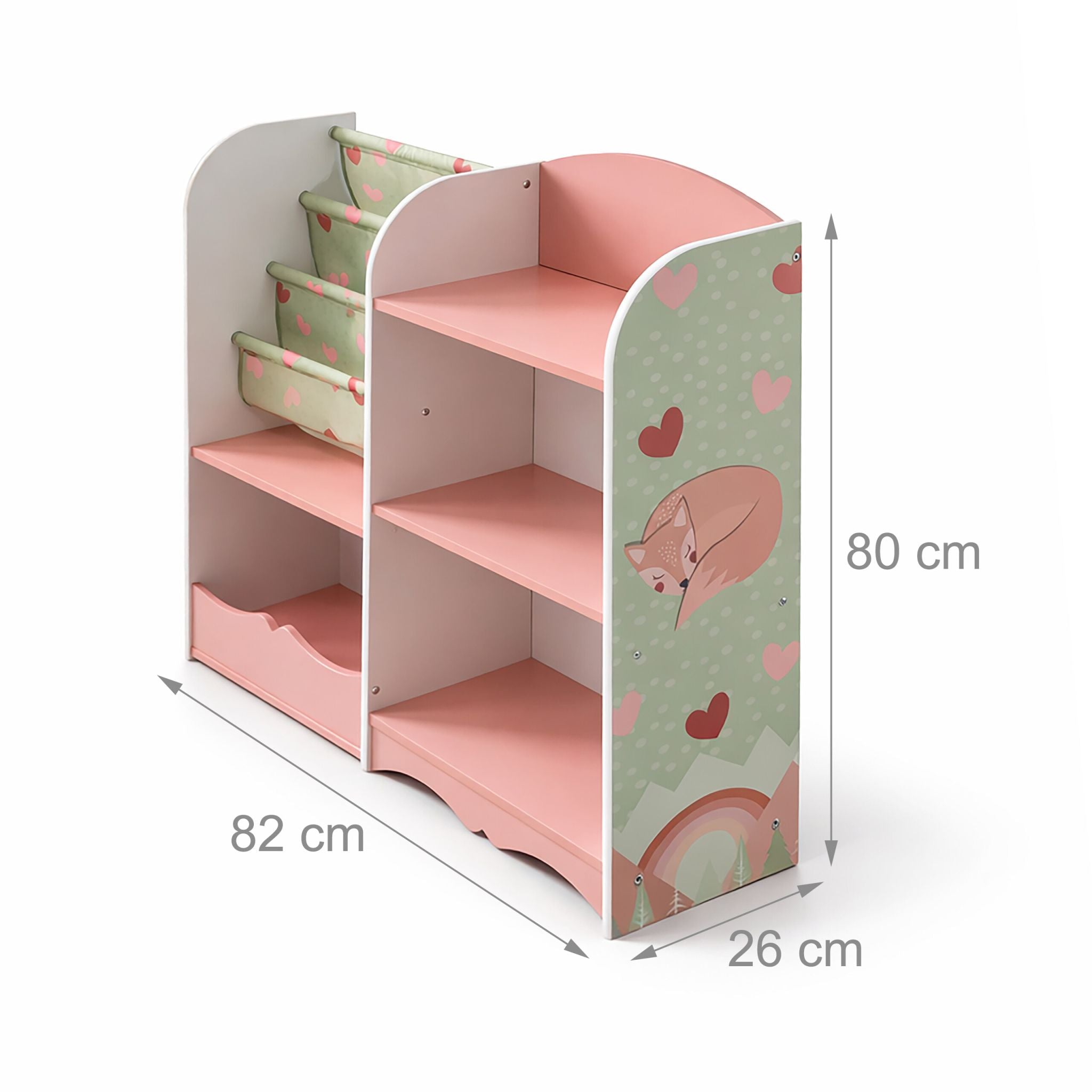 Kinderregal mit 7 Fächern Weiss-Grün-Rosa von Relaxdays