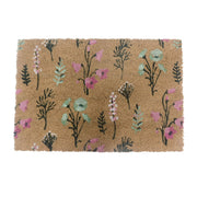 Kokos Fussmatte Pflanzen 60x40cm Hellbraun-Pink-Schwarz von Relaxdays