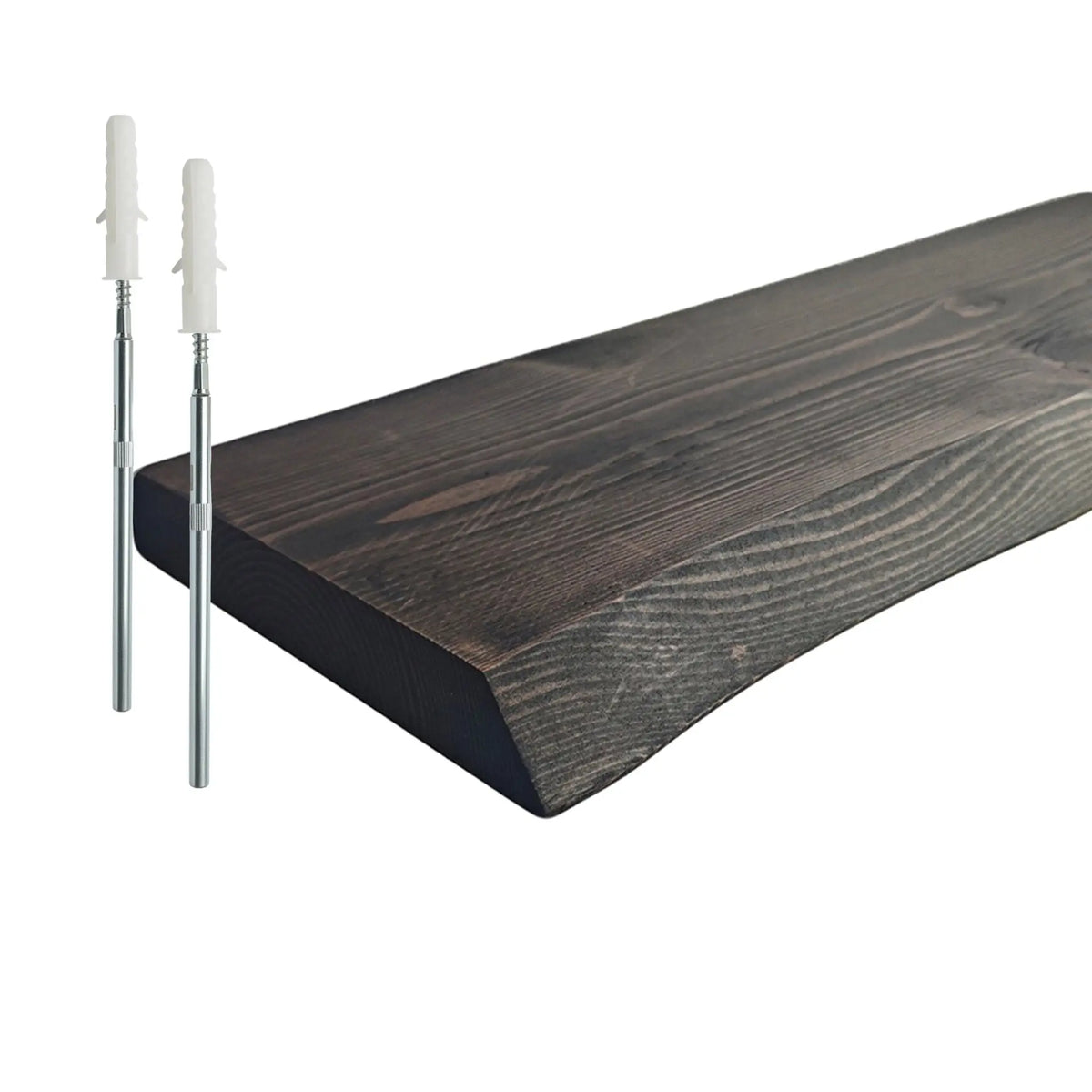 Wandregal Massivholz Baumkante Schwarz von Relaxdays