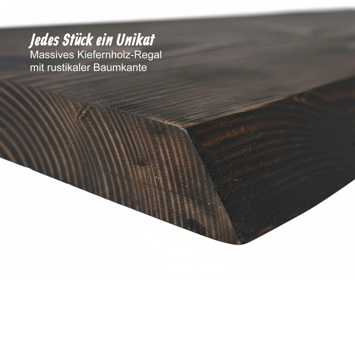 Wandregal Massivholz Baumkante Schwarz von Relaxdays