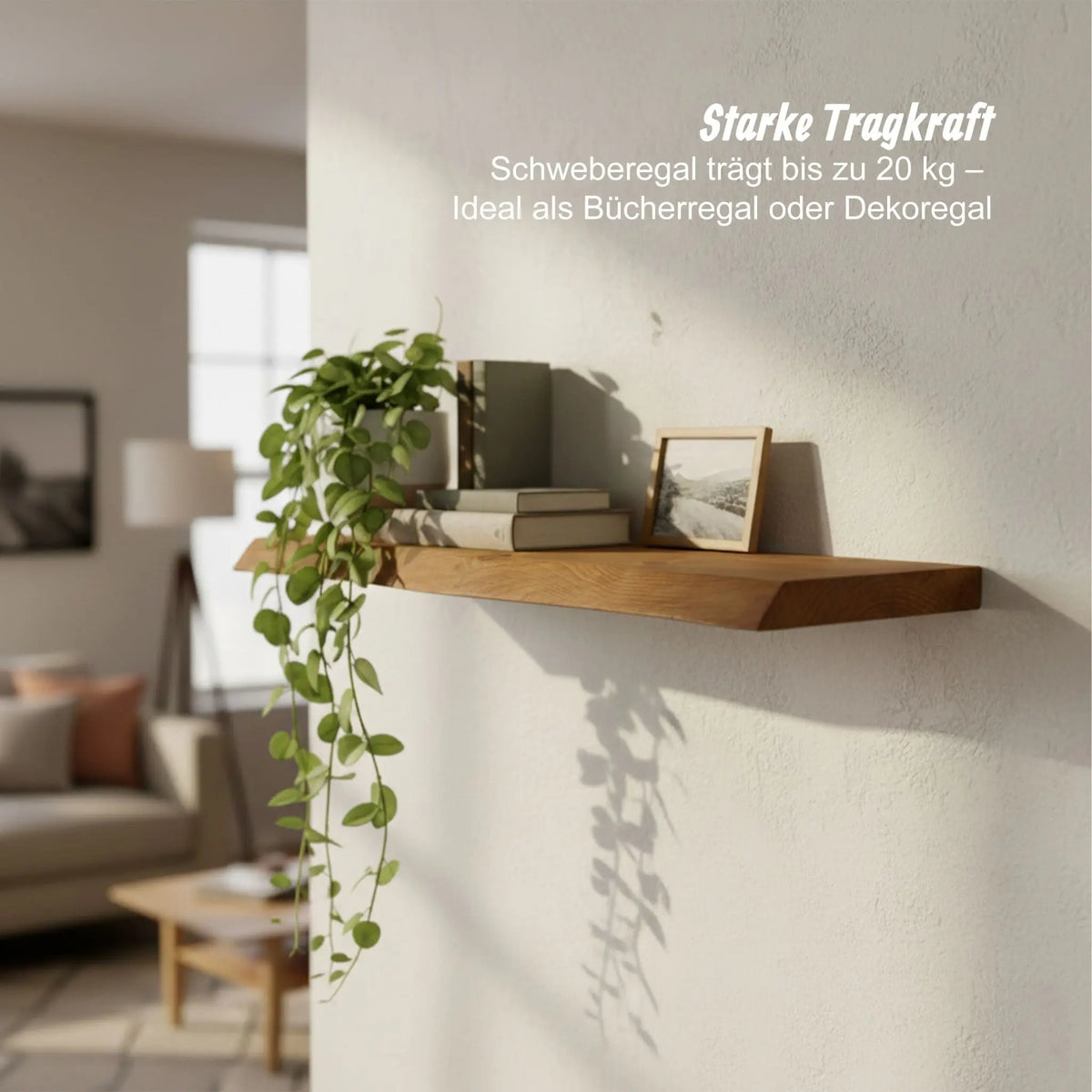Wandregal Massivholz Baumkante Braun von Relaxdays