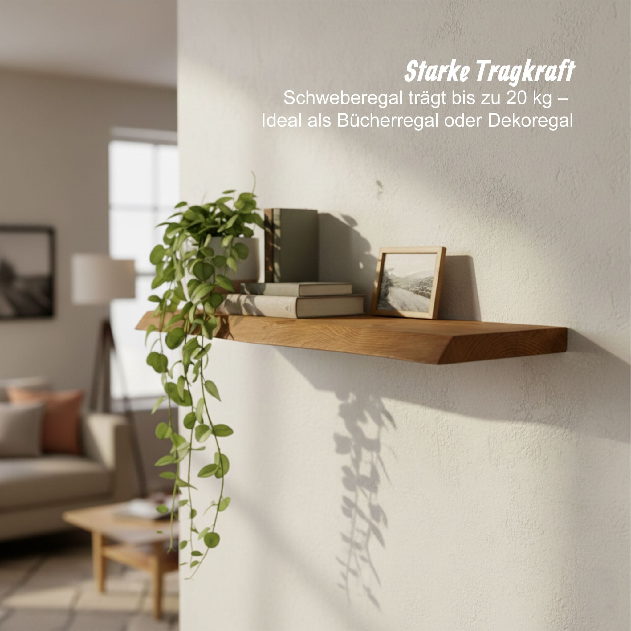 Wandregal Massivholz Baumkante Braun von Relaxdays