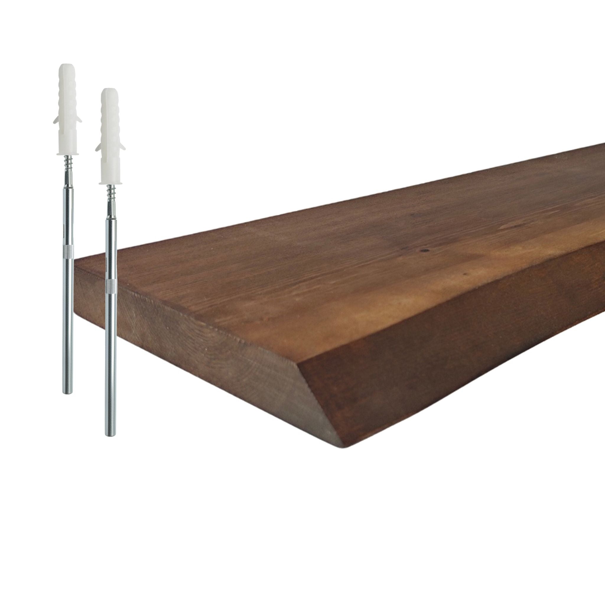 Wandregal Massivholz Baumkante Dunkelbraun von Relaxdays