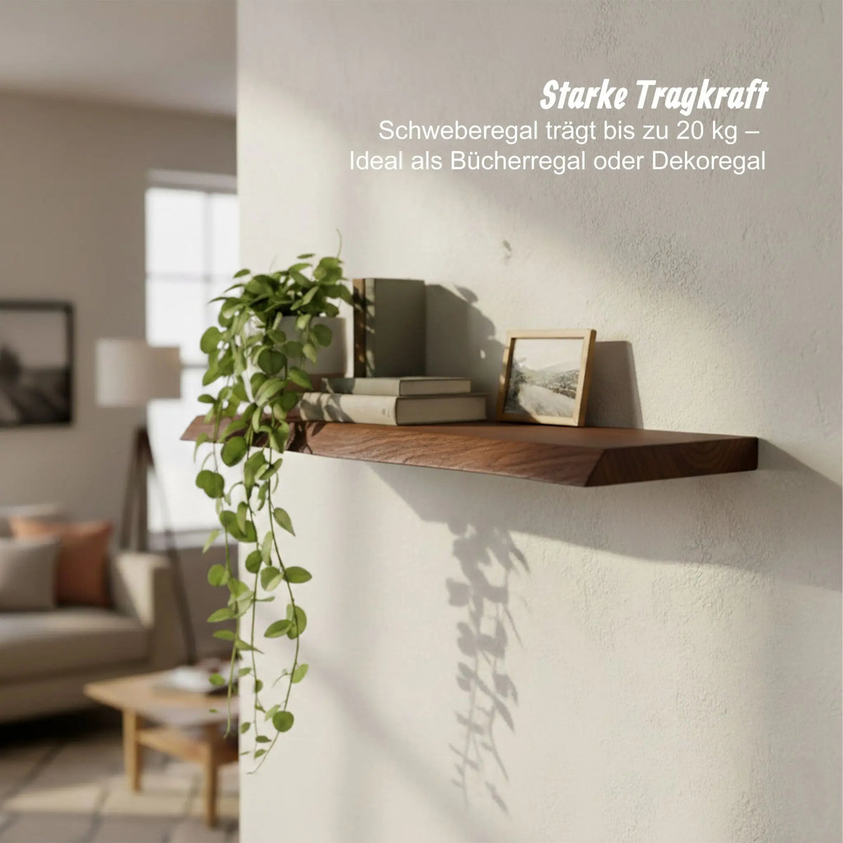 Wandregal Massivholz Baumkante Dunkelbraun von Relaxdays