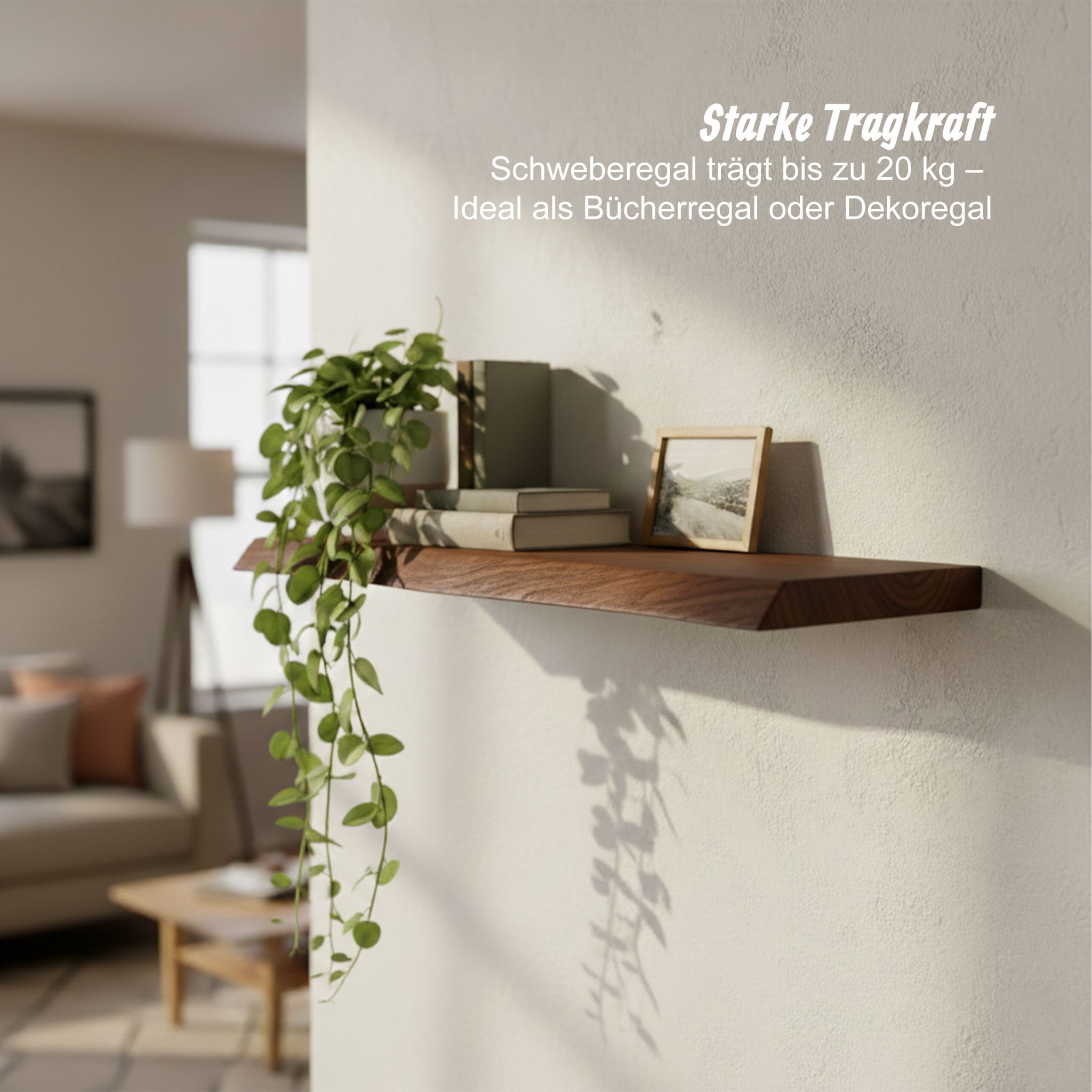 Wandregal Massivholz Baumkante Dunkelbraun von Relaxdays