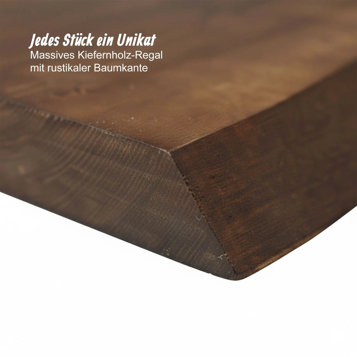 Wandregal Massivholz Baumkante Dunkelbraun von Relaxdays