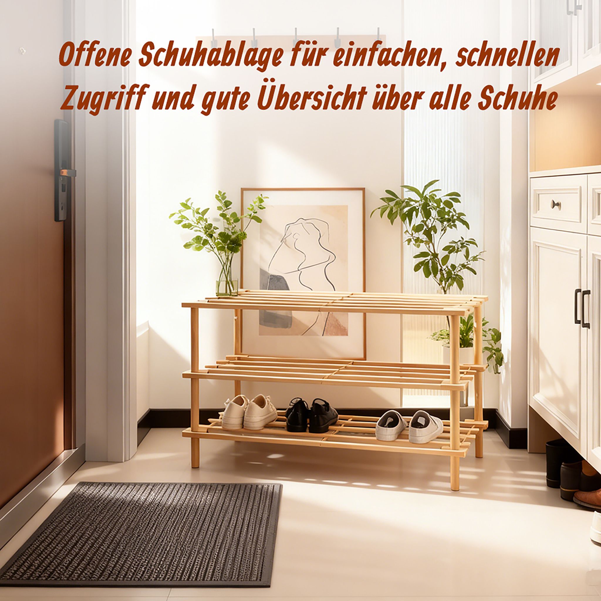 Schuhregal Bambus Hellbraun von Relaxdays