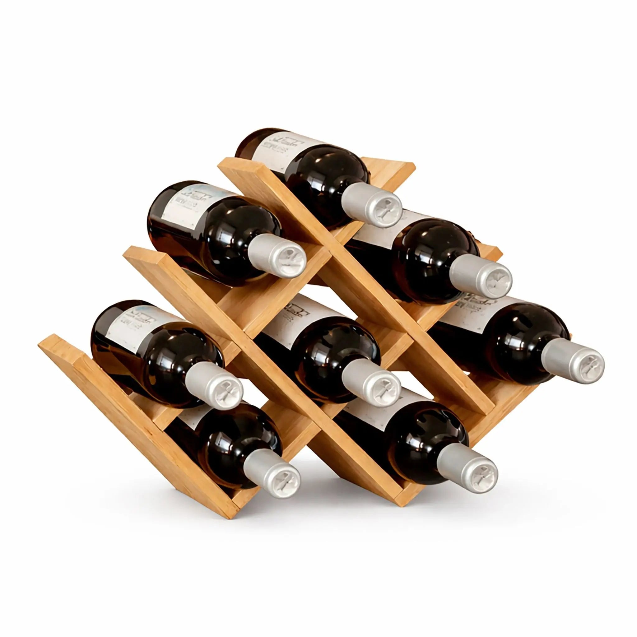 Weinregal Bambus für 8 Flaschen Hellbraun von Relaxdays