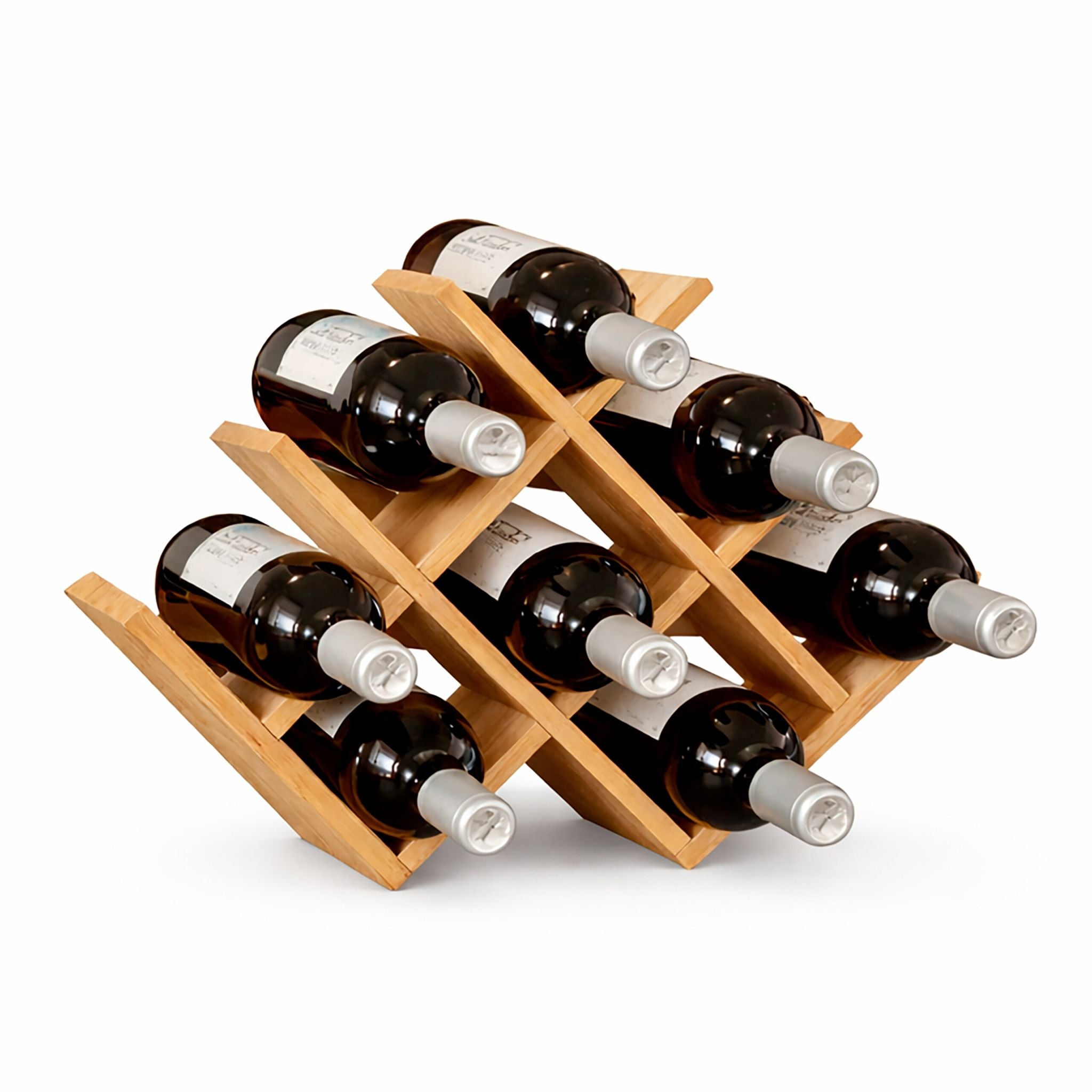 Weinregal Bambus für 8 Flaschen Hellbraun von Relaxdays