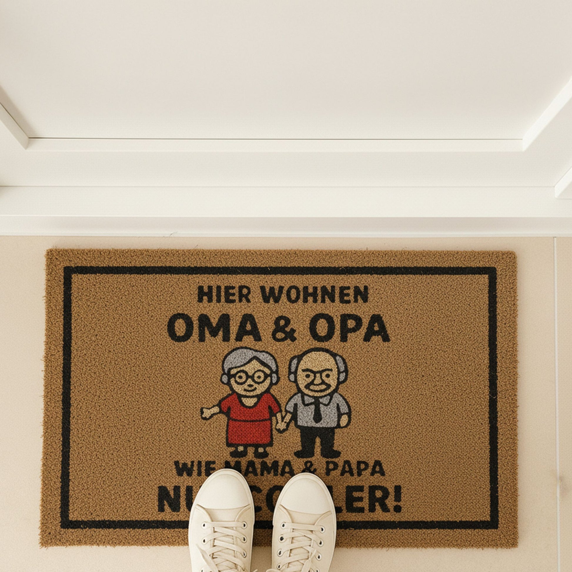 Kokos Fussmatte 60x40cm Hellbraun-Rot-Schwarz von Relaxdays