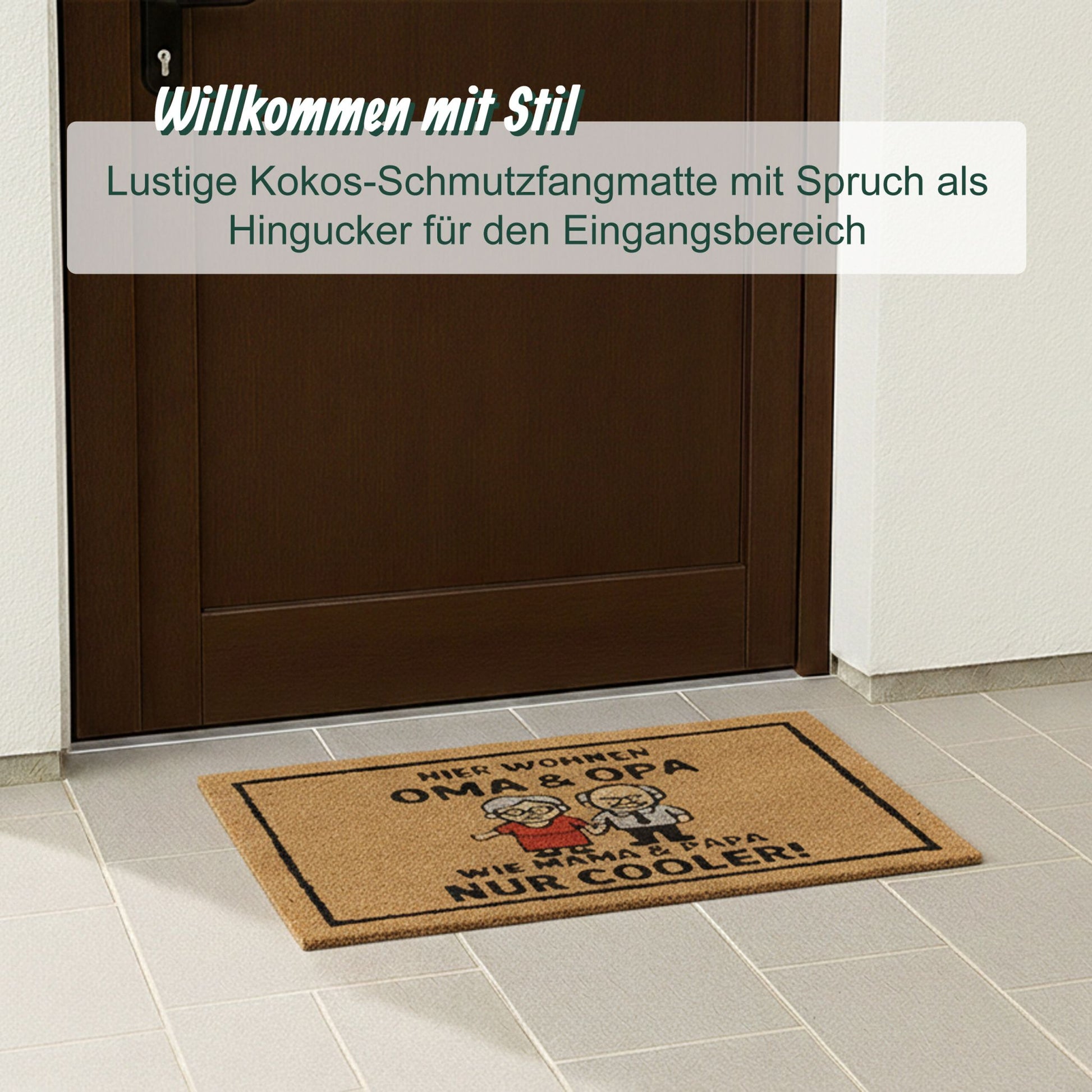 Kokos Fussmatte 60x40cm Hellbraun-Rot-Schwarz von Relaxdays