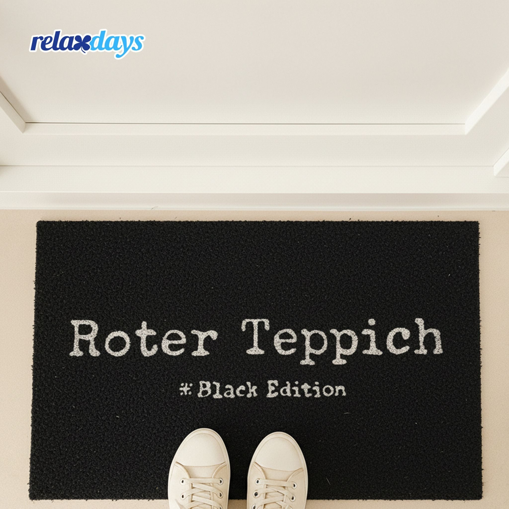 Kokos Fussmatte 60x40cm Weiss-Schwarz von Relaxdays