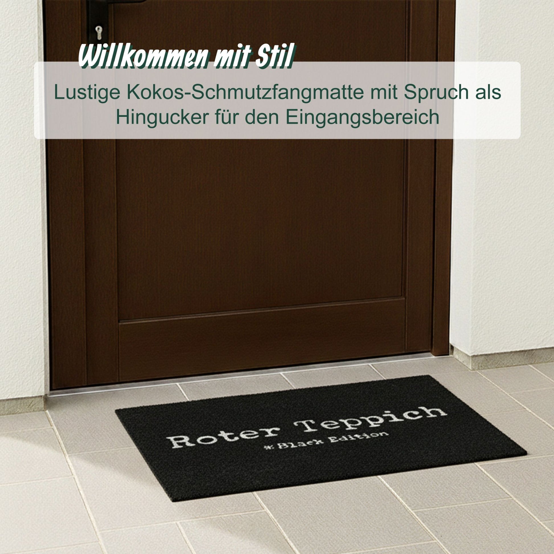 Kokos Fussmatte 60x40cm Weiss-Schwarz von Relaxdays