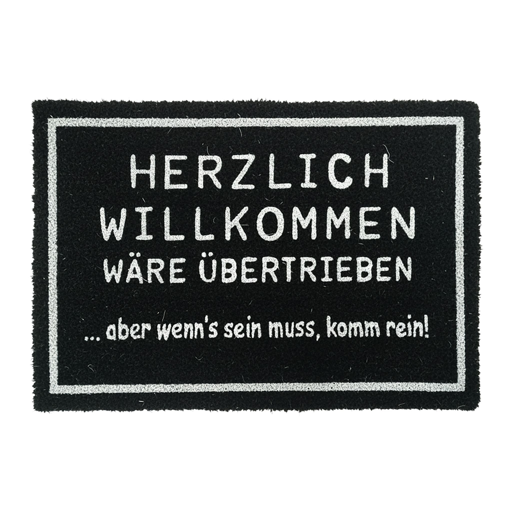 Kokos Fussmatte 60x40cm Weiss-Schwarz von Relaxdays