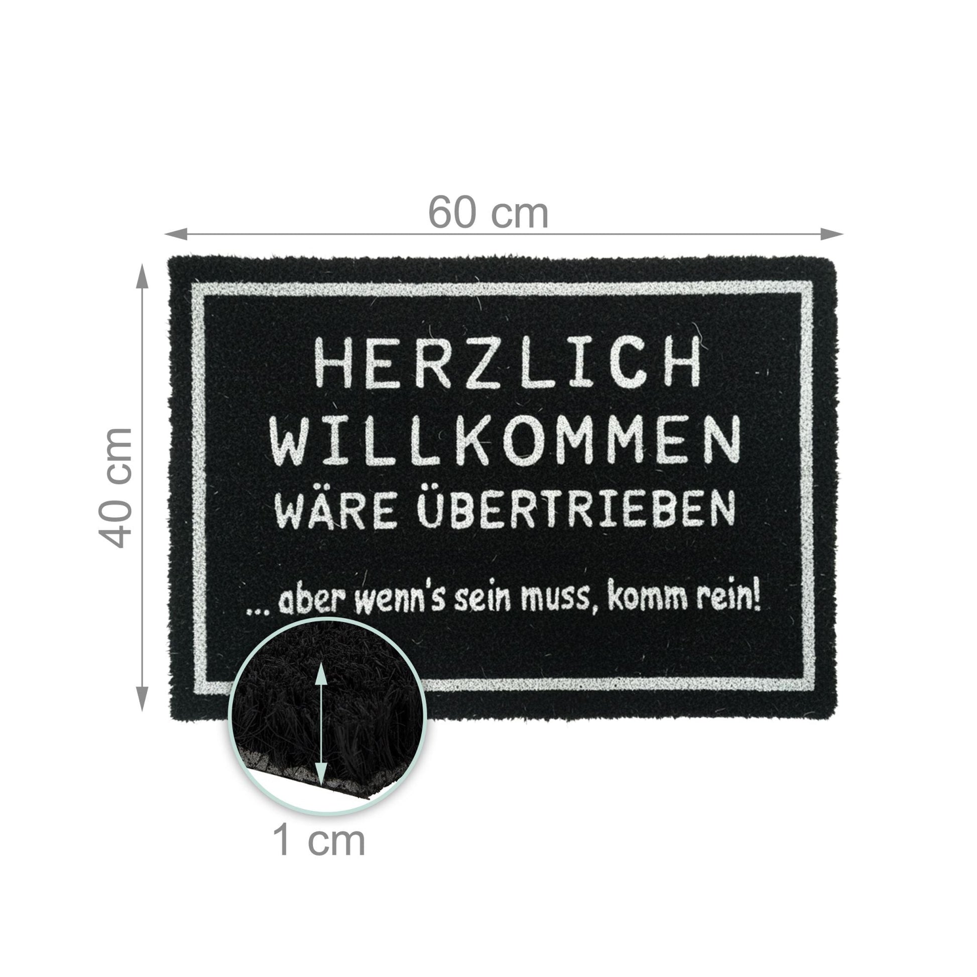 Kokos Fussmatte 60x40cm Weiss-Schwarz von Relaxdays