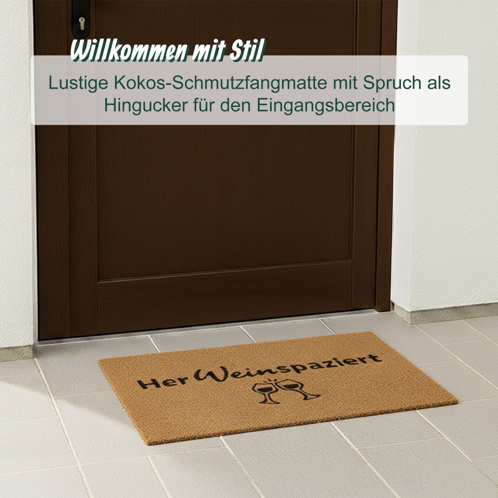 Kokos Fussmatte 60x40cm Weiss-Hellbraun-Schwarz von Relaxdays