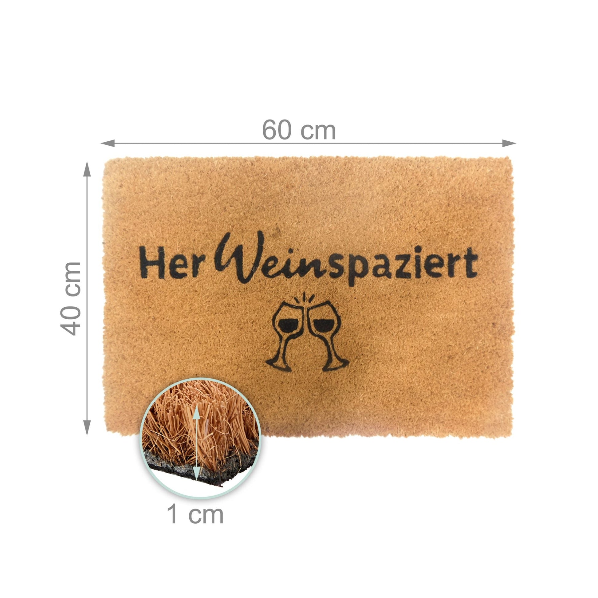 Kokos Fussmatte 60x40cm Weiss-Hellbraun-Schwarz von Relaxdays