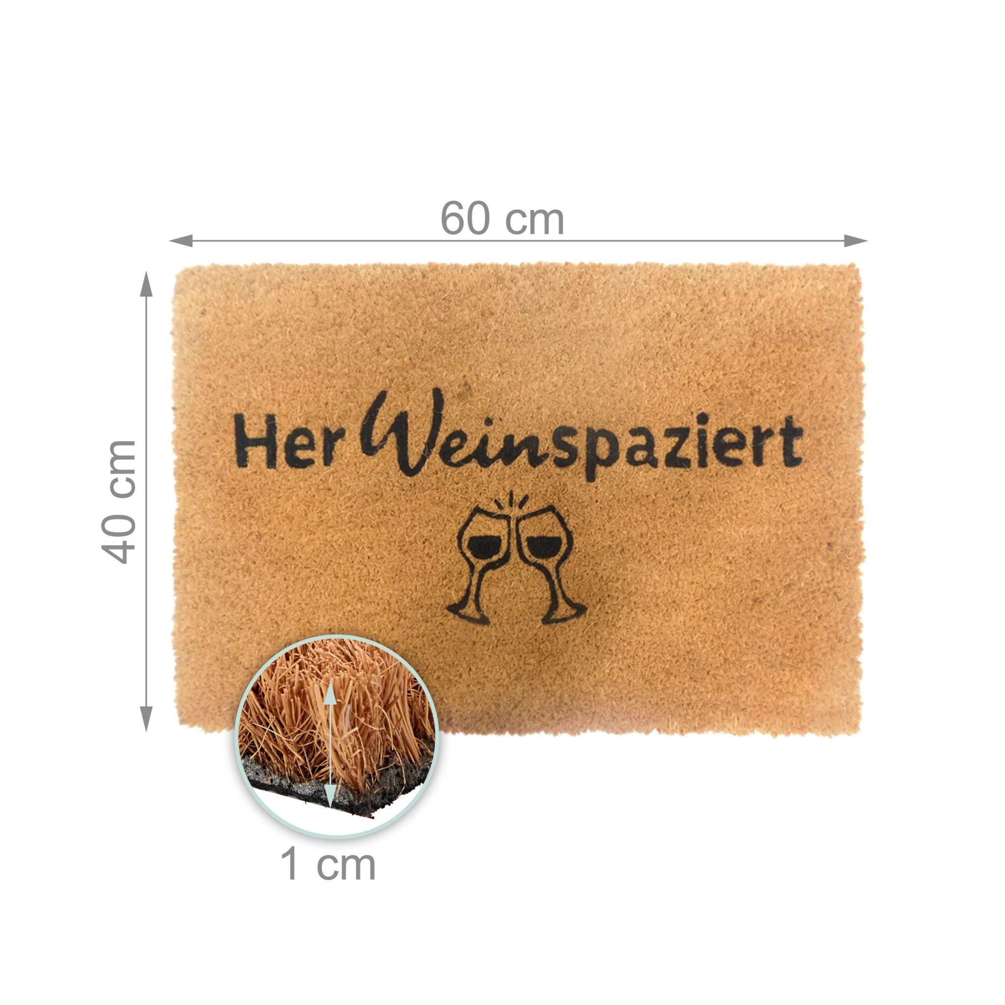 Kokos Fussmatte 60x40cm Weiss-Hellbraun-Schwarz von Relaxdays