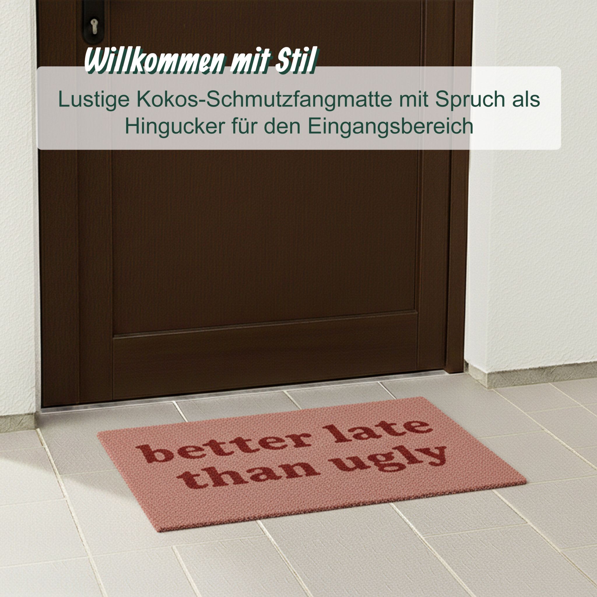 Kokos Fussmatte 60x40cm Pink-Rot von Relaxdays