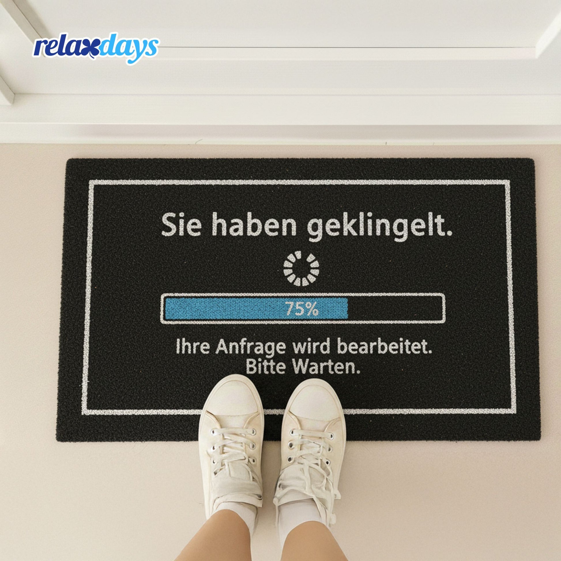 Kokos Fussmatte 60x40cm Weiss-Blau-Schwarz von Relaxdays