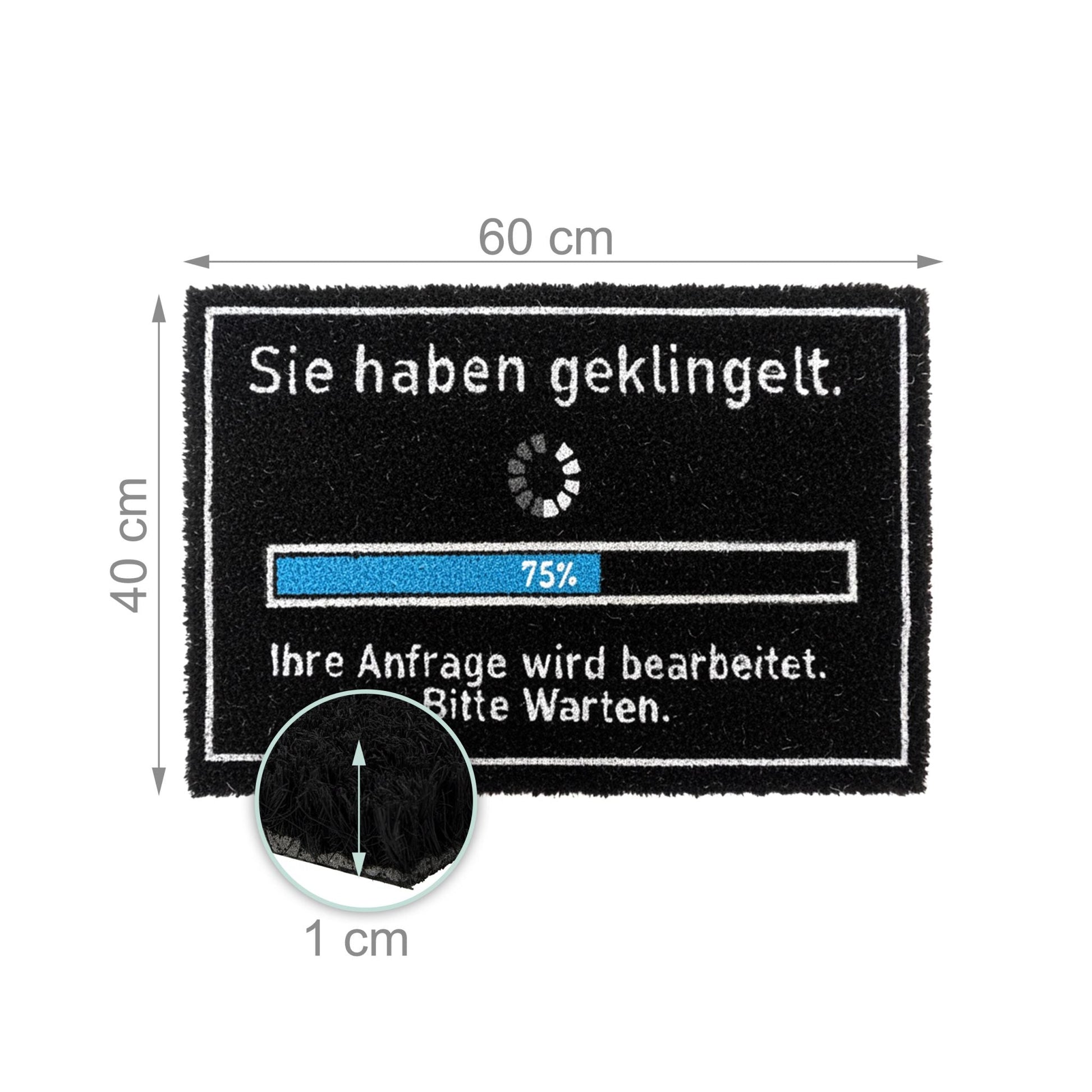 Kokos Fussmatte 60x40cm Weiss-Blau-Schwarz von Relaxdays