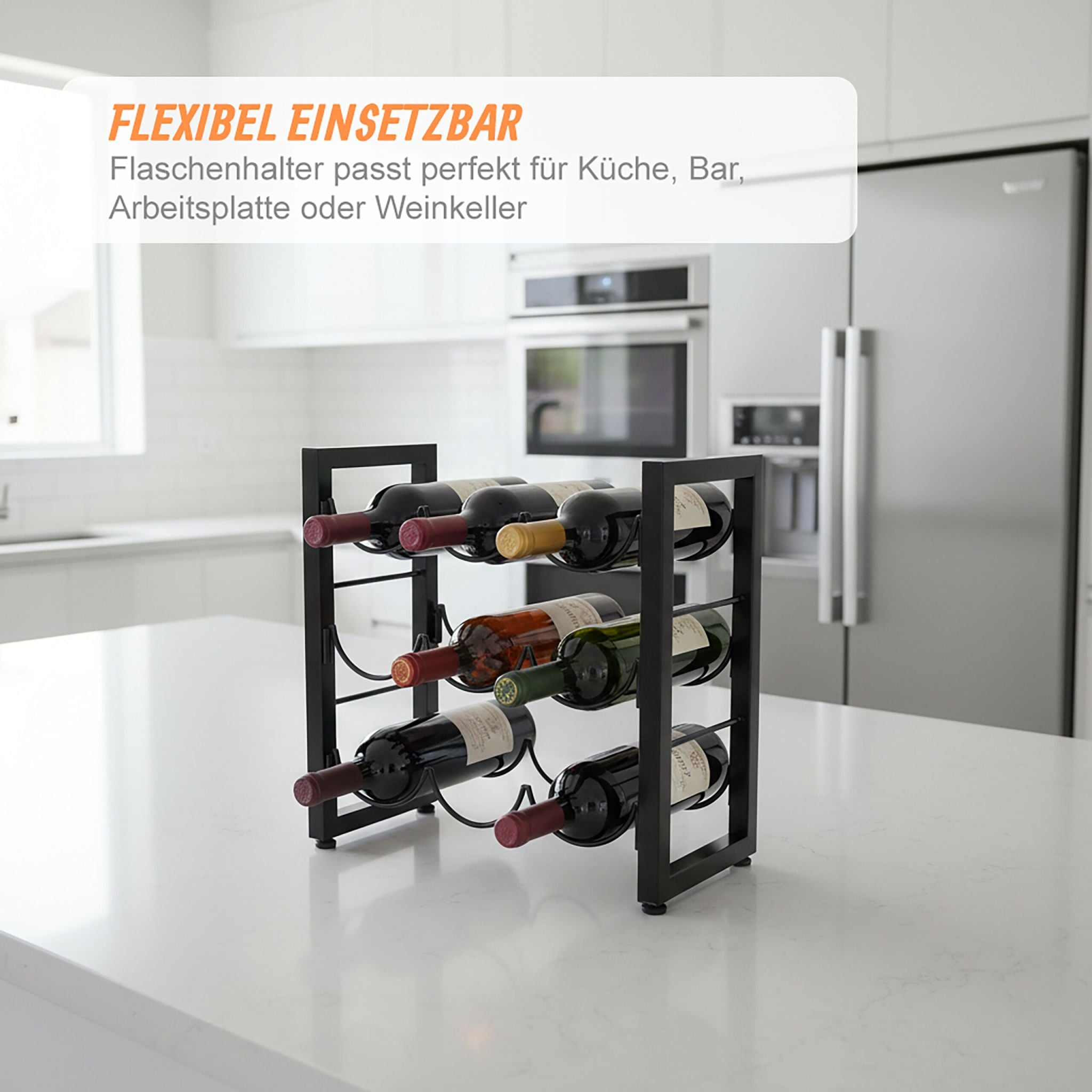 Weinregal für 9 Flaschen Schwarz von Relaxdays