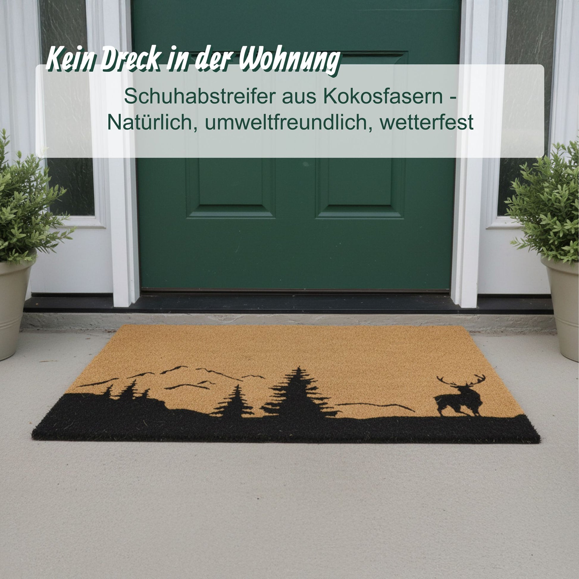 Kokos Fussmatte 80x50cm Hellbraun-Schwarz von Relaxdays