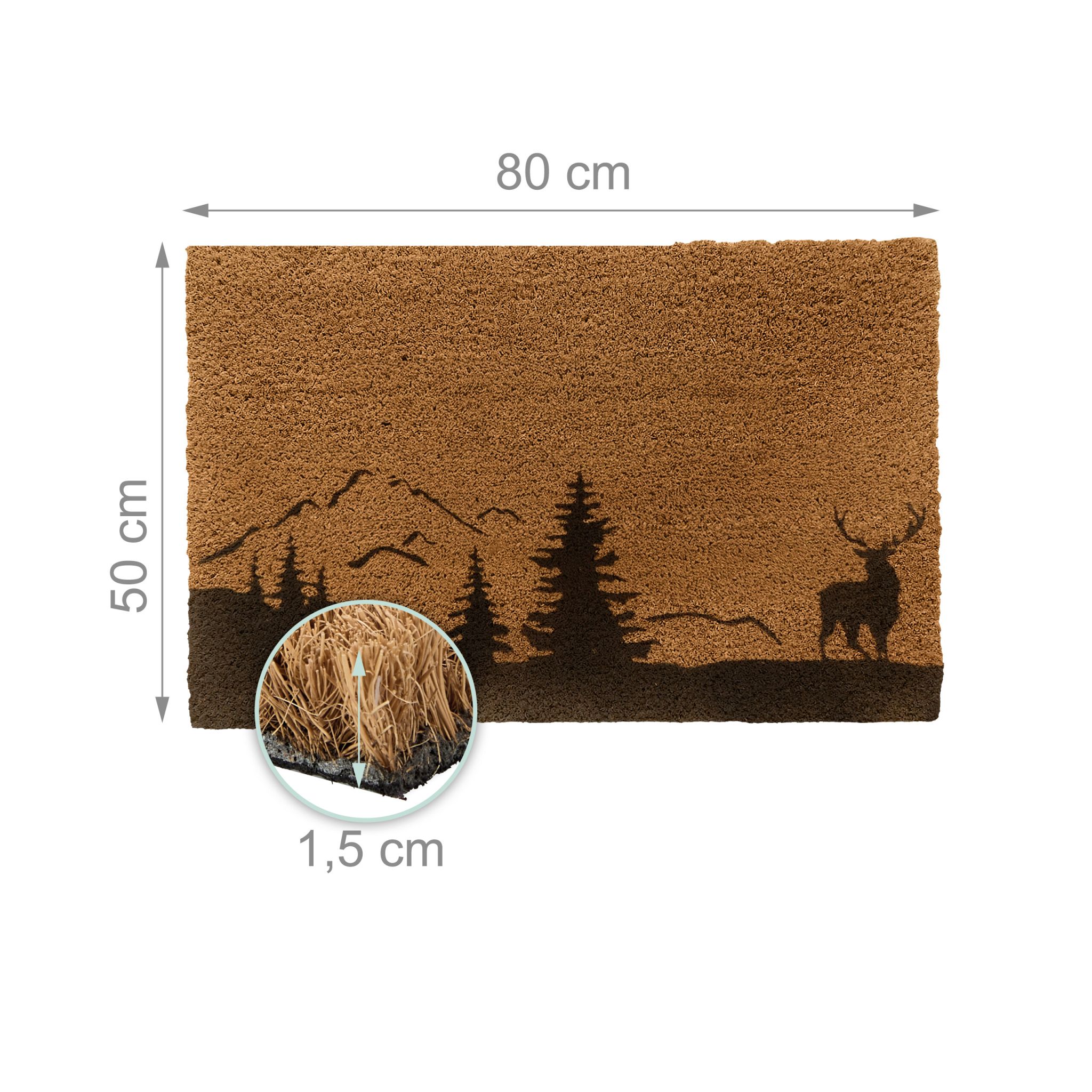 Kokos Fussmatte 80x50cm Hellbraun-Schwarz von Relaxdays