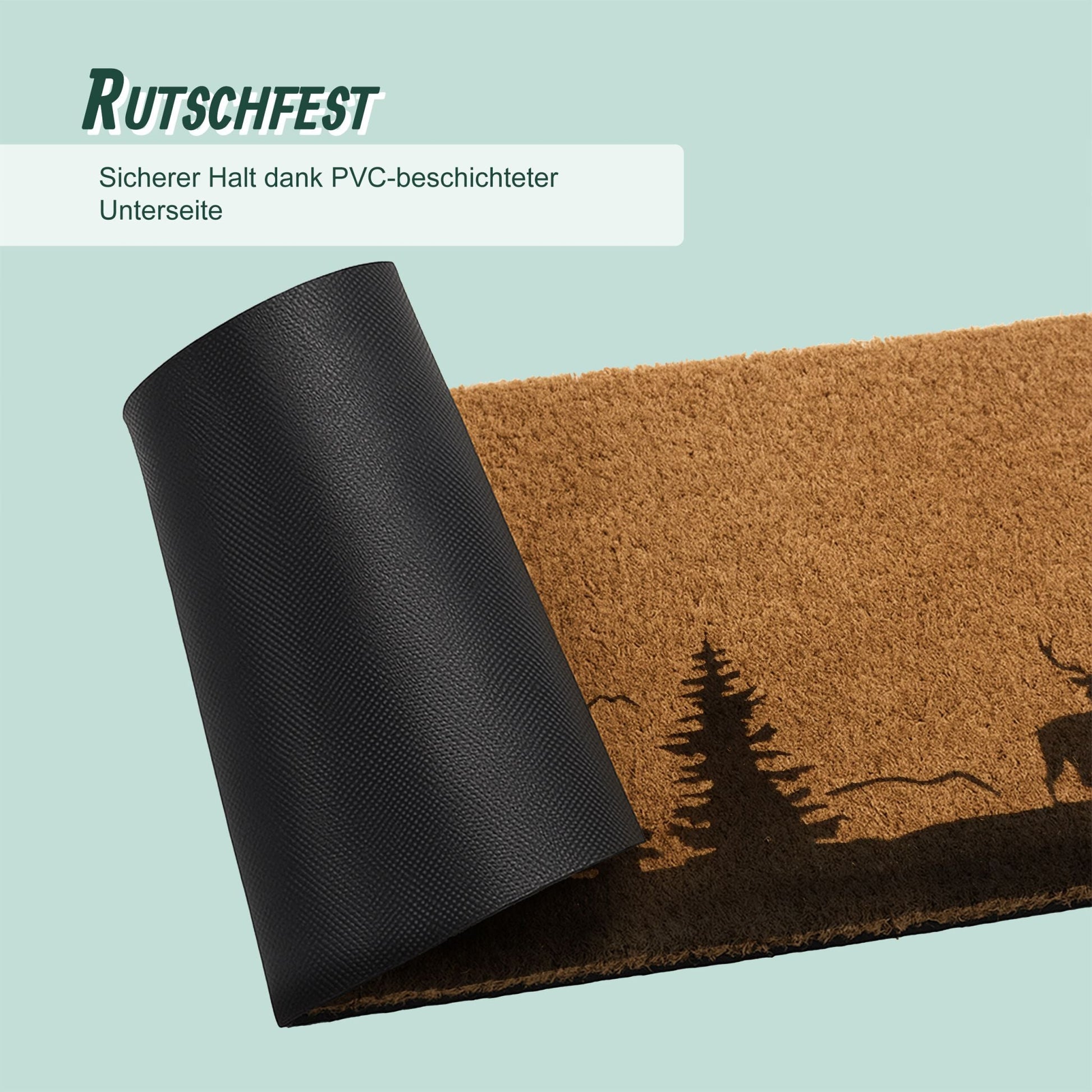 Kokos Fussmatte 80x50cm Hellbraun-Schwarz von Relaxdays