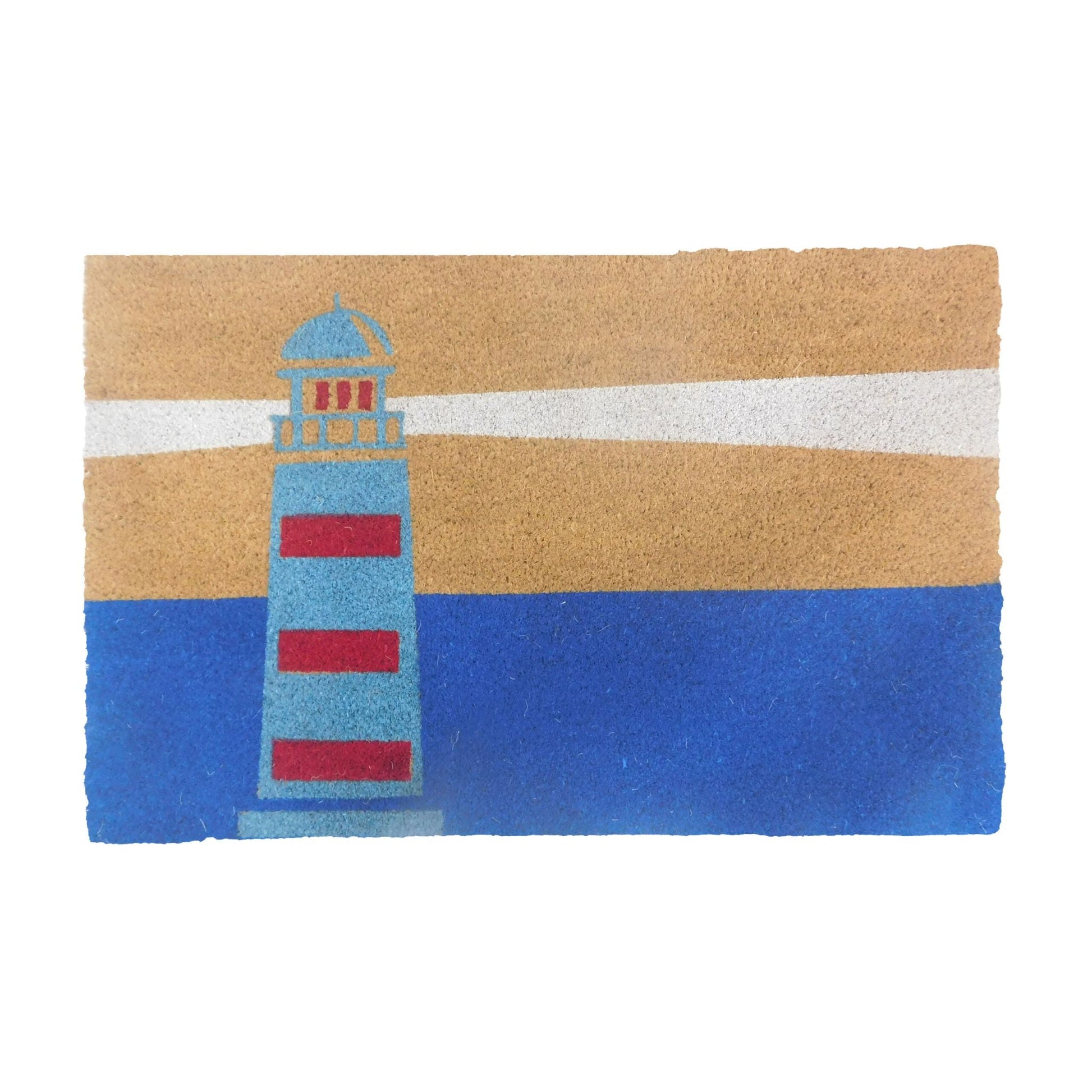 Kokos Fussmatte 80x50cm Blau-Hellbraun-Rot von Relaxdays