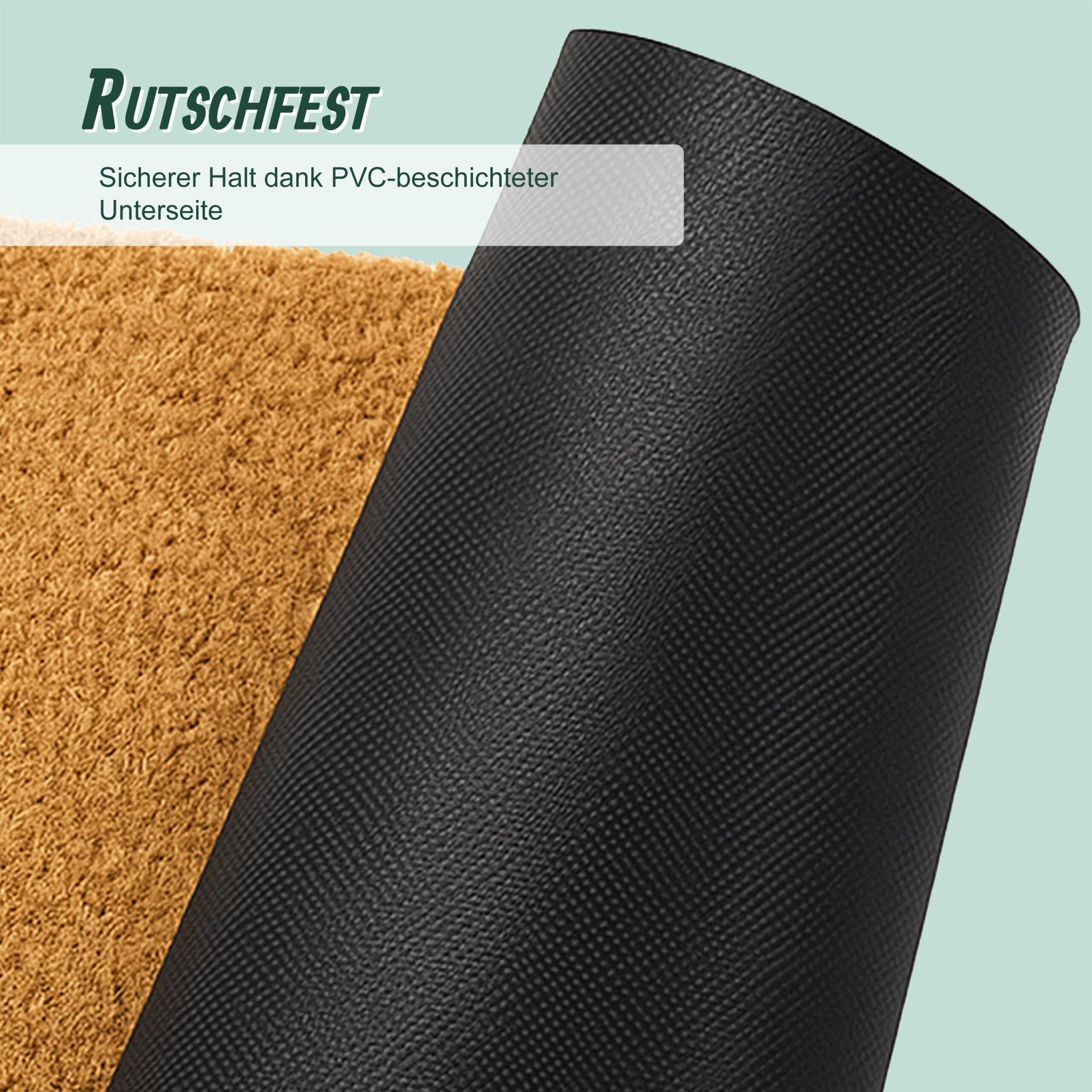 Kokos Fussmatte Winter 60x40cm Weiss-Hellbraun-Schwarz von Relaxdays