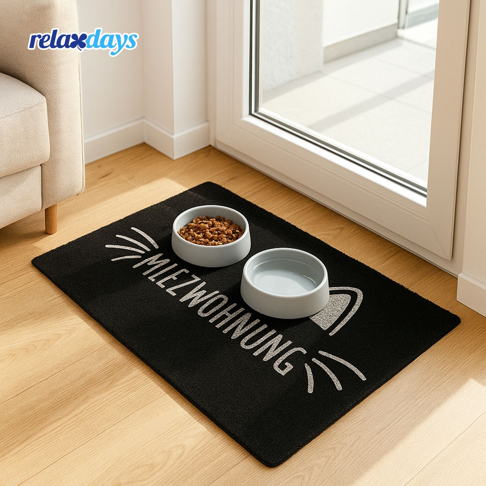 Kokos Fussmatte Tiere 60x40cm Weiss-Schwarz von Relaxdays