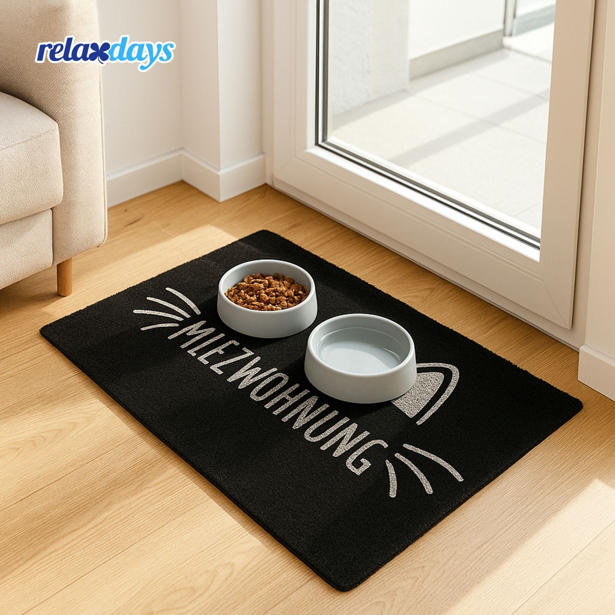 Kokos Fussmatte Tiere 60x40cm Weiss-Schwarz von Relaxdays
