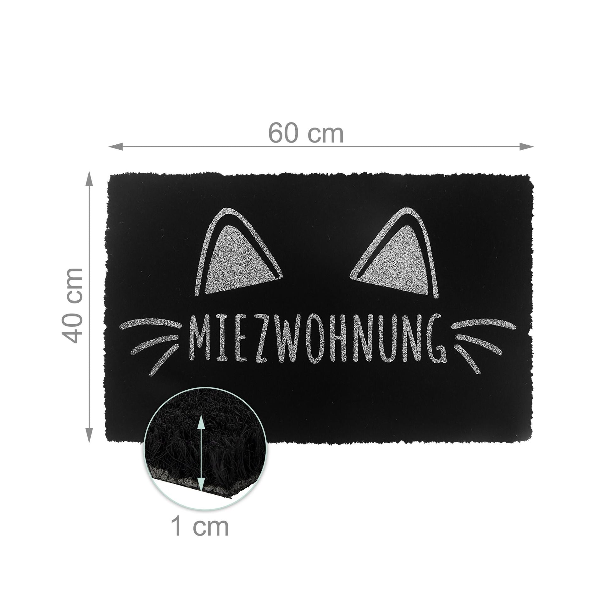 Kokos Fussmatte Tiere 60x40cm Weiss-Schwarz von Relaxdays