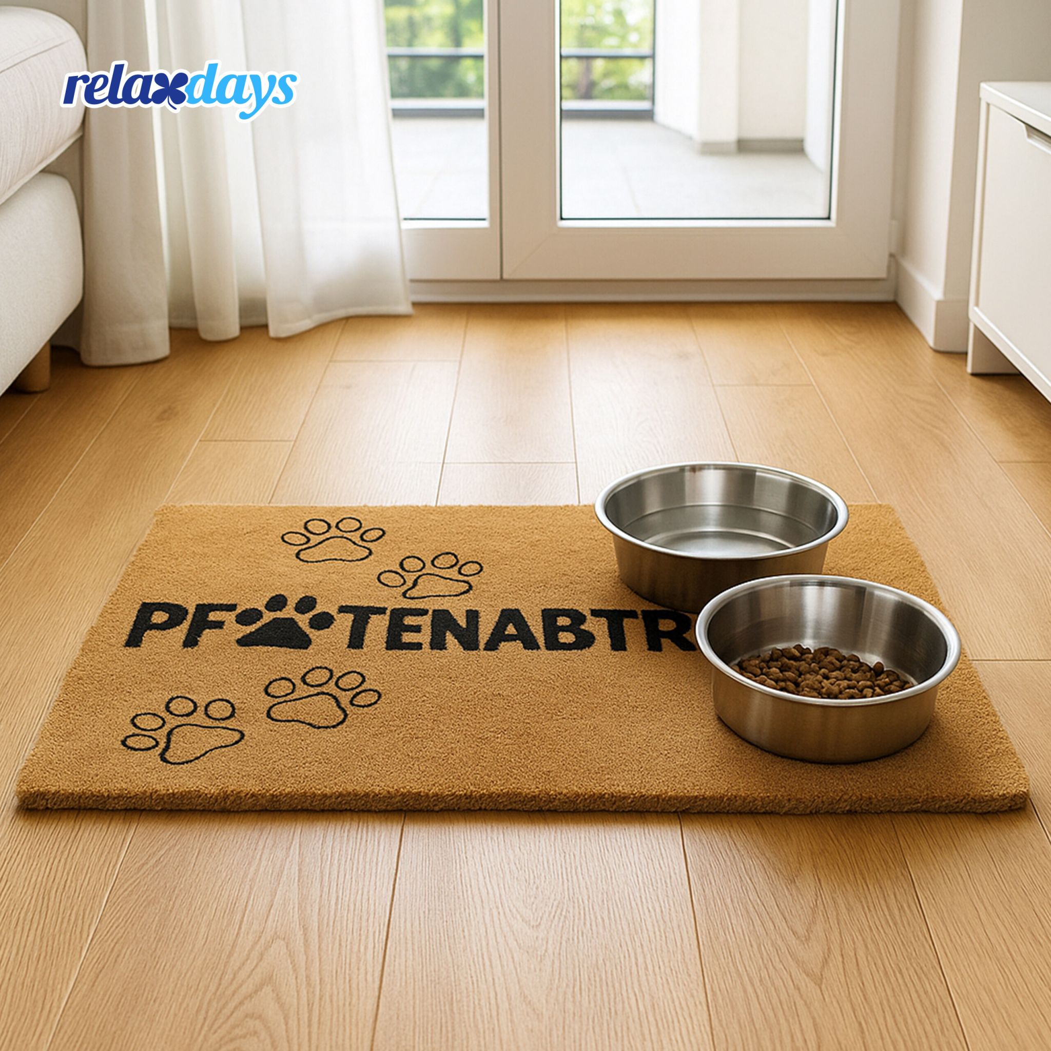 Kokos Fussmatte Tiere 60x40cm Hellbraun-Schwarz von Relaxdays