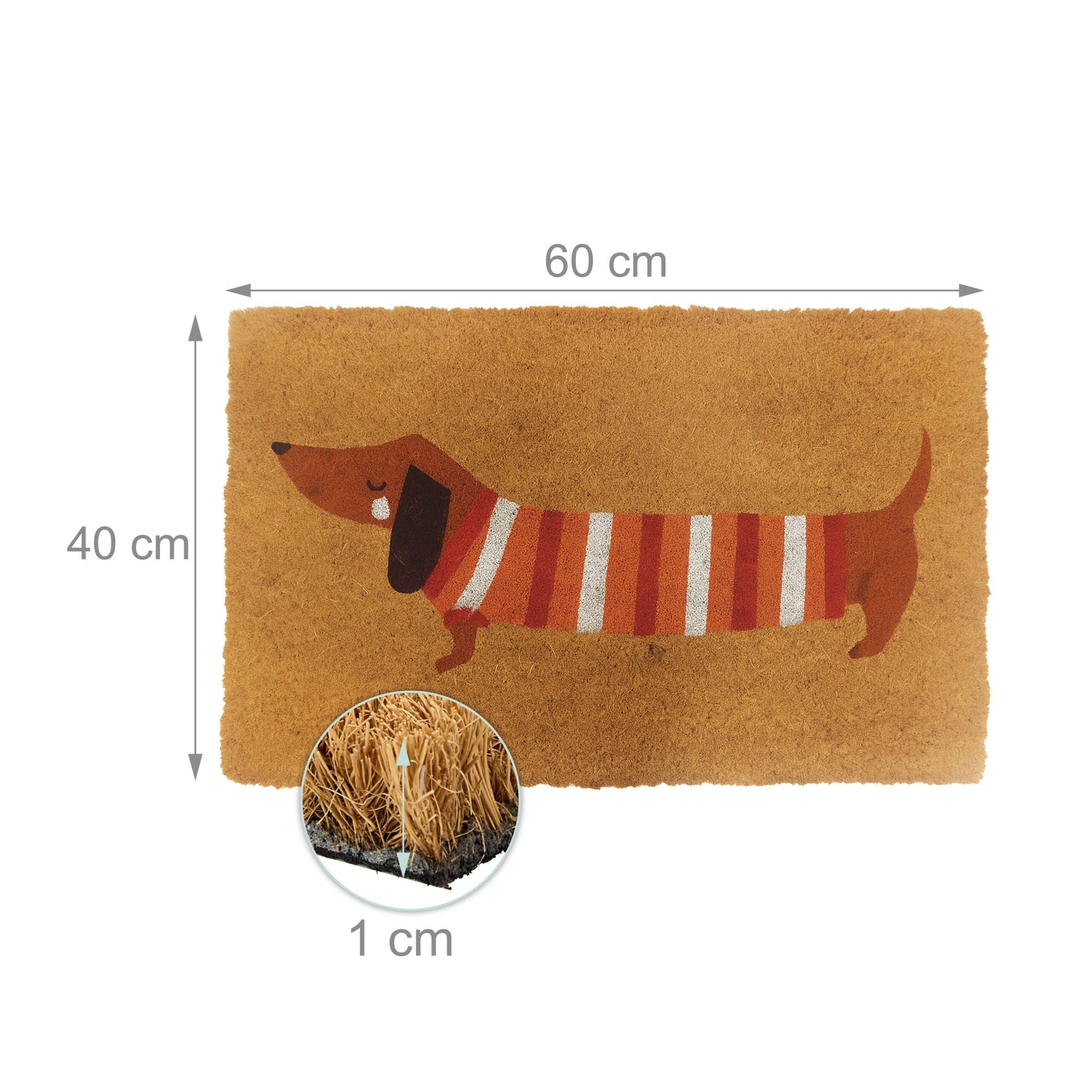 Kokos Fussmatte Tiere 60x40cm Braun-Hellbraun von Relaxdays