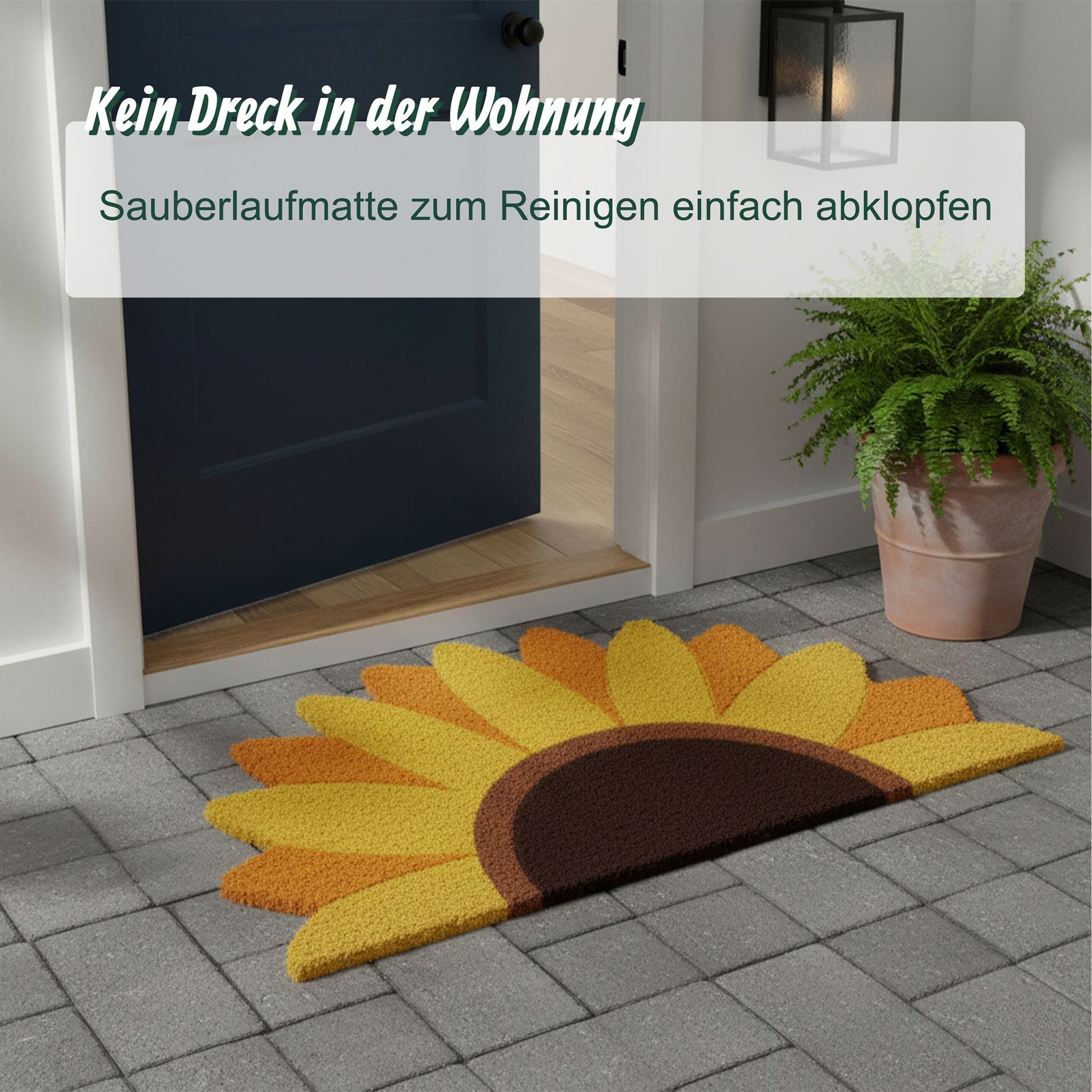 Kokos Fussmatte halbrund 80x50cm Braun-Gelb-Orange von Relaxdays