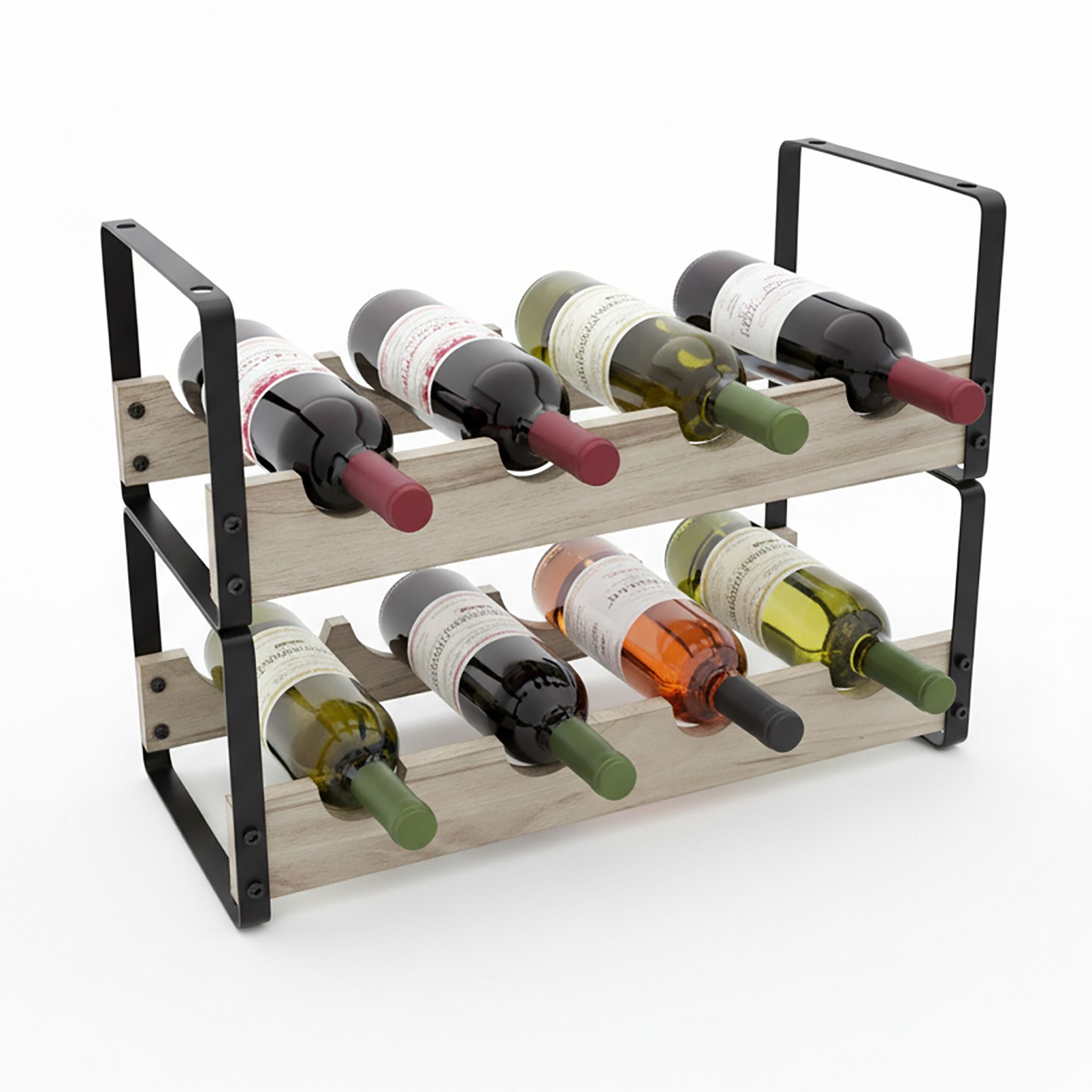 Weinregal für 8 Flaschen Hellbraun-Schwarz von Relaxdays