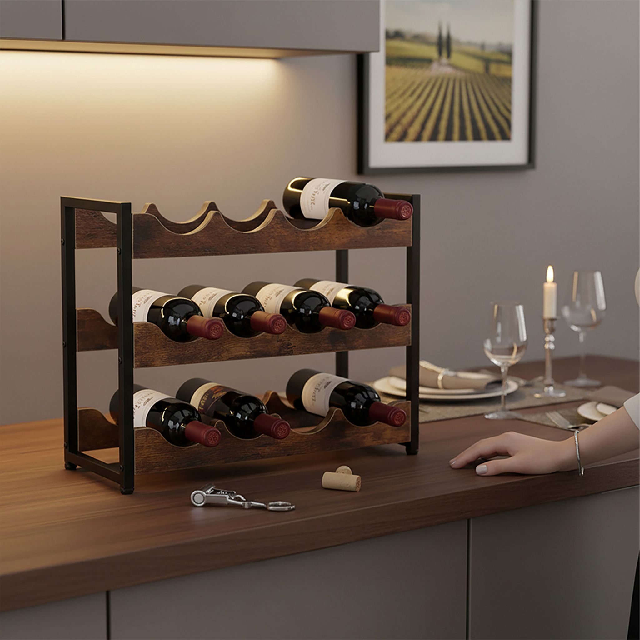 Weinregal für 12 Flaschen Braun-Schwarz von Relaxdays