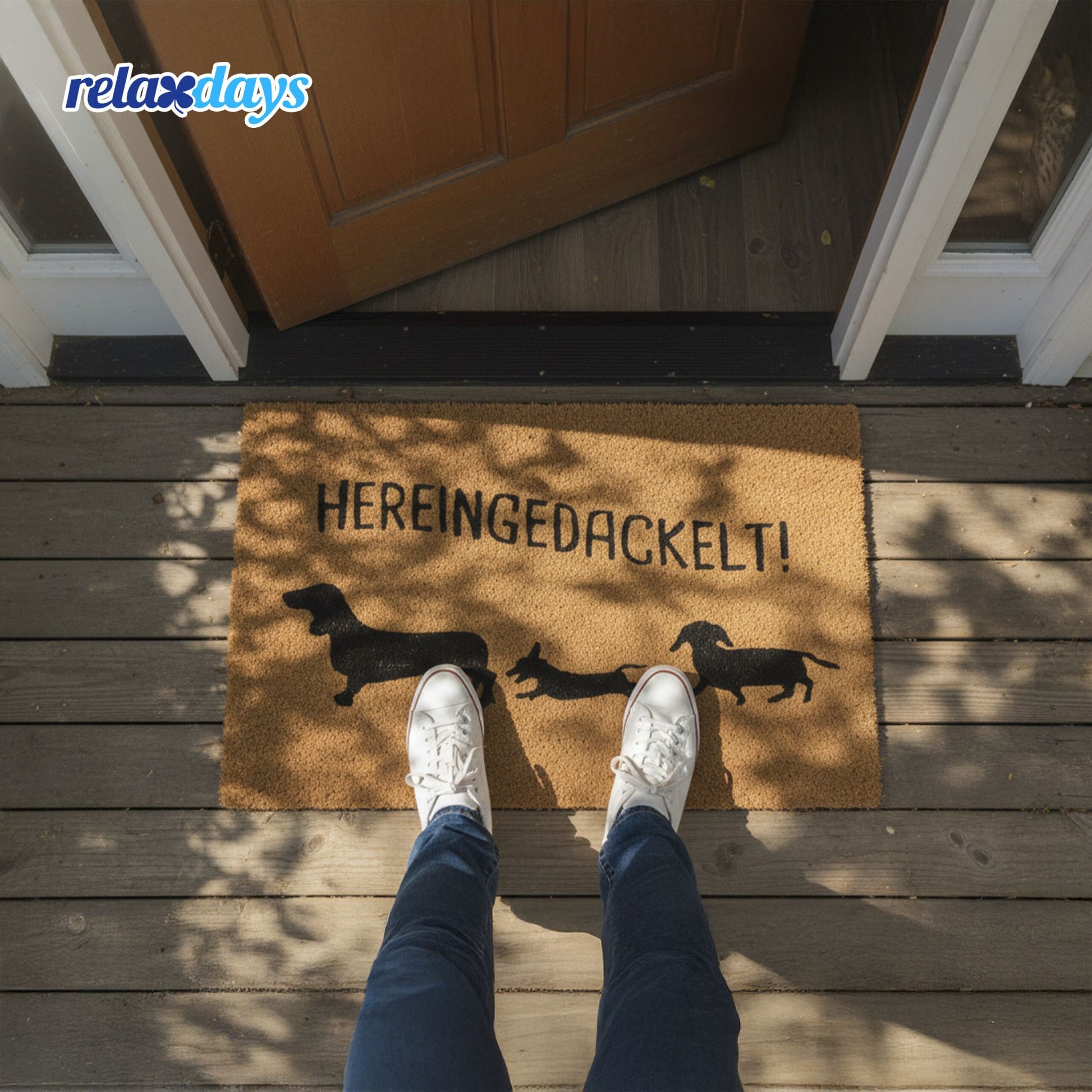 Kokos Fussmatte Tiere 80x50cm Hellbraun-Schwarz von Relaxdays