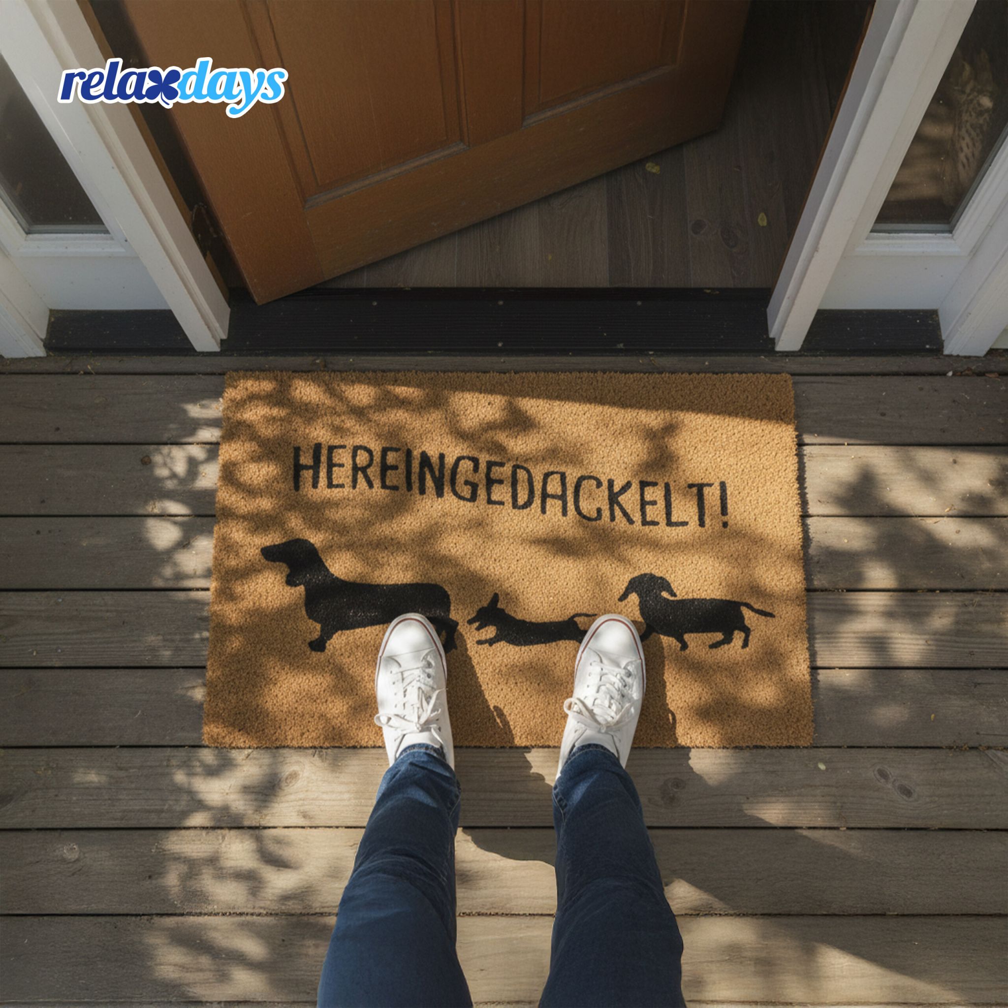 Kokos Fussmatte Tiere 80x50cm Hellbraun-Schwarz von Relaxdays